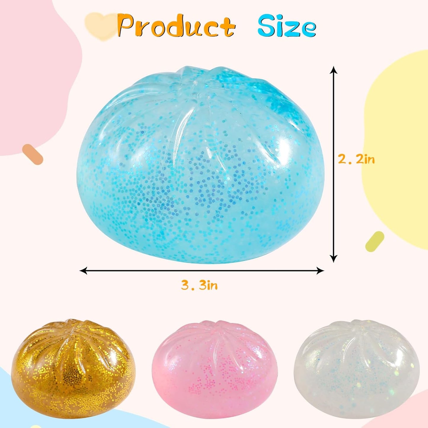 Skiennix Glitter Dumpling Squishy | Viral Stress Relief Fidget Toy - Mystery Box (Clear)