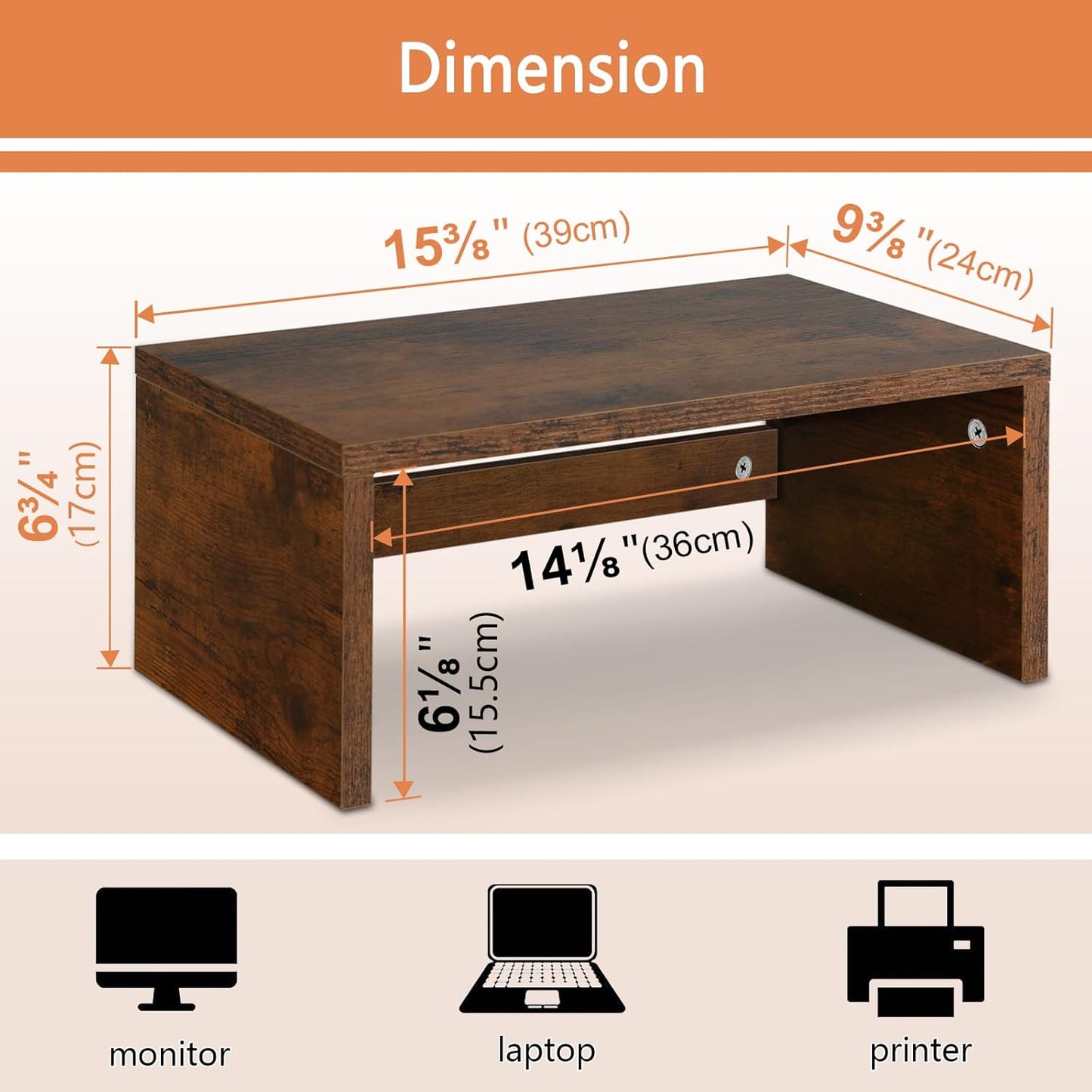 Riser-6.7 inch, TEAMIX Higher Monitor Stand Monitor Riser with Storage for Desk Small Monitor Stand TV/Screen/PC/Laptop