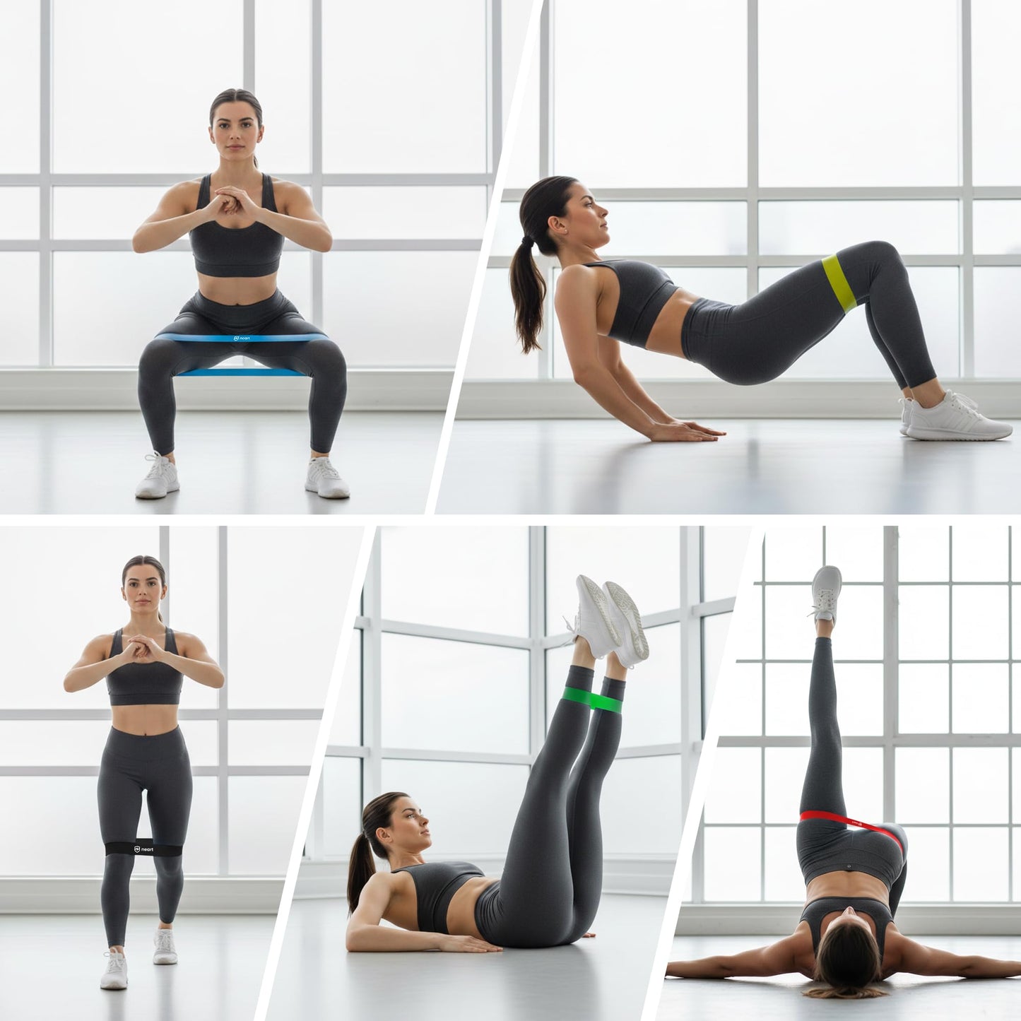 Neart Fabric Resistance Bands Set of 5 Premium Exercise Bands for Legs & Glutes, Non-Slip Workout Bands for Home, Fitness Equipment, Physical Therapy Bands