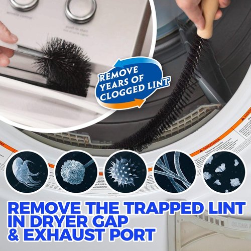 Holikme Dryer Vent Cleaner Kit - 30ft Cleaning Brush & Lint Vacuum Attachment | Blue