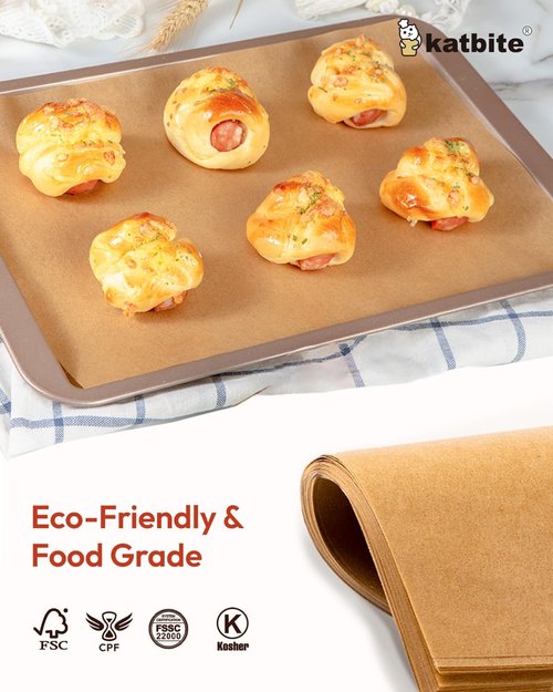 Katbite Parchment Paper Sheets - 16x24 Inch Non-Stick Precut Baking Paper, 100 Pcs Unbleached Liners