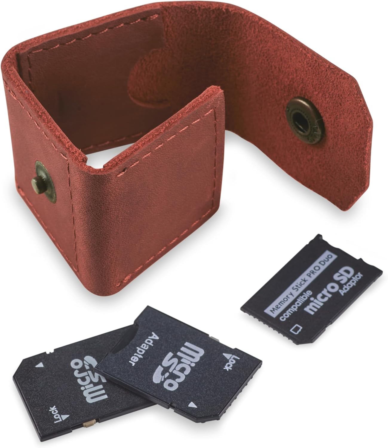 MAKYN Leather SD Card Holder Keychain, SD Card Case Key Fob, Micro SD Card Holder Organizer, SD Card Storage Case