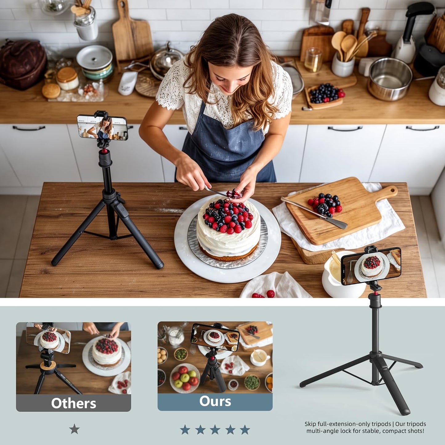 KINGJOY 66" 360 13 12 11 10 Pocket3 Insta360 Selfie Stick Tripod for Gopro Camera, Extendable Tripod Stand with Ball
