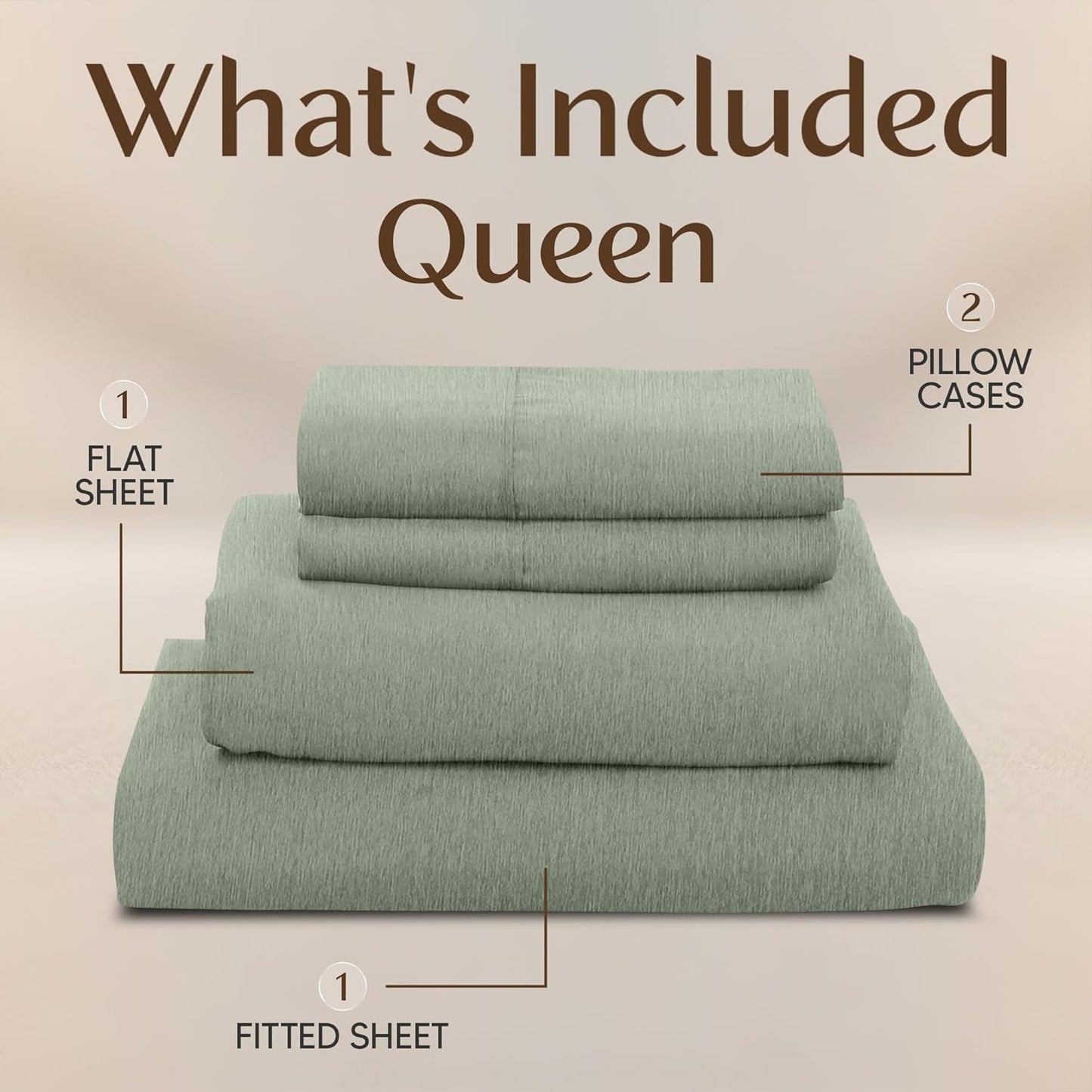Utopia Bedding Queen Size Sheet Set - Soft, Breathable Microfiber - 4-Piece in Heather Sage