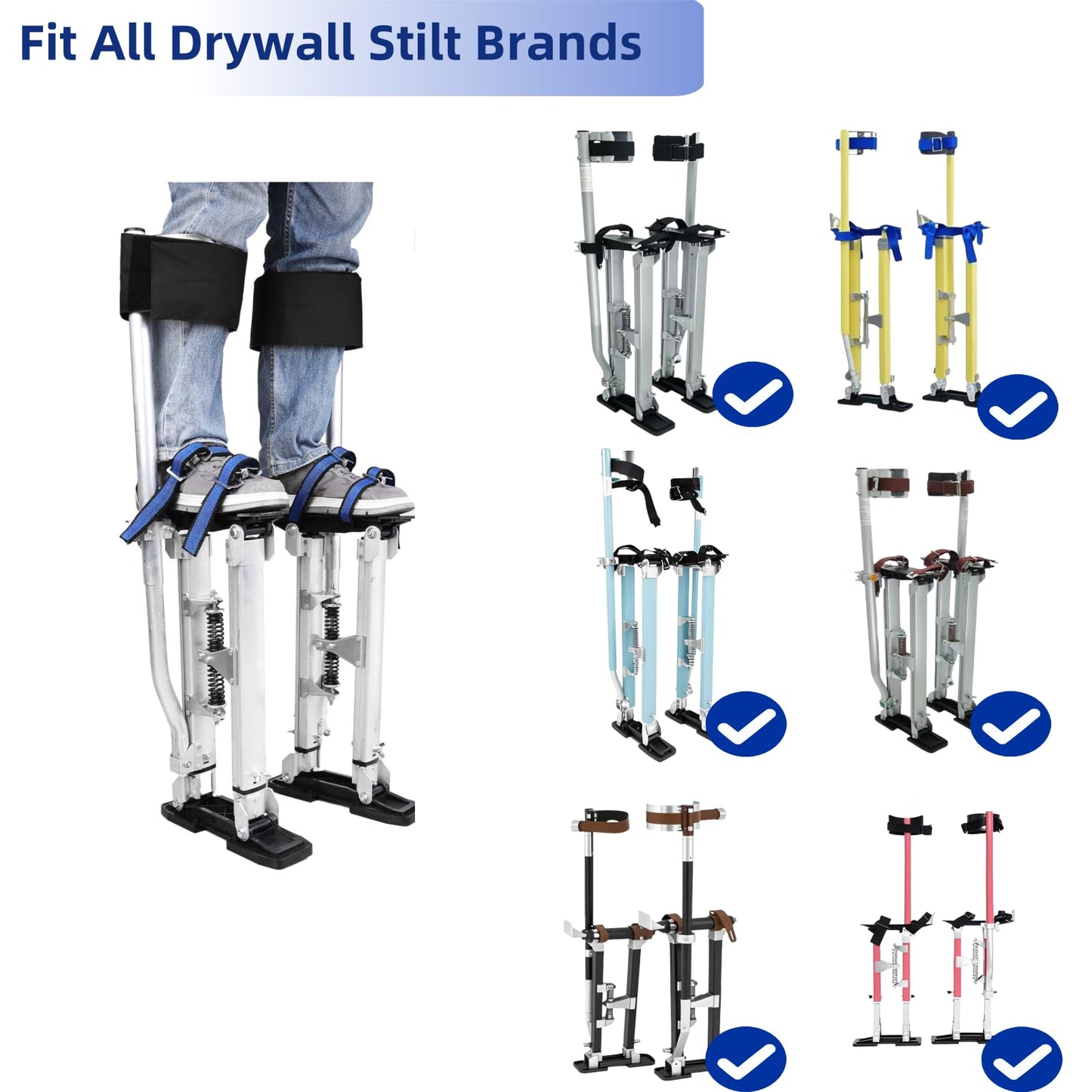 VanHuavic Drywall Stilt Straps,Comfortable Stability Suitable for All Day Wear, Heavy Duty Stilts Special Straps More Durable Work with Various Stilt Brands for Stilt,1 Pair