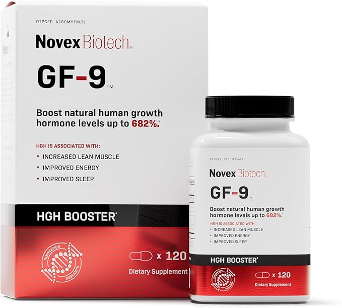Novex Biotech GF-9 ??HGH Boosting Supplement for Men ??Workout Complex for Men ??Support Energy, Endurance, Sleep, 120 Ct (30-Day Supply)