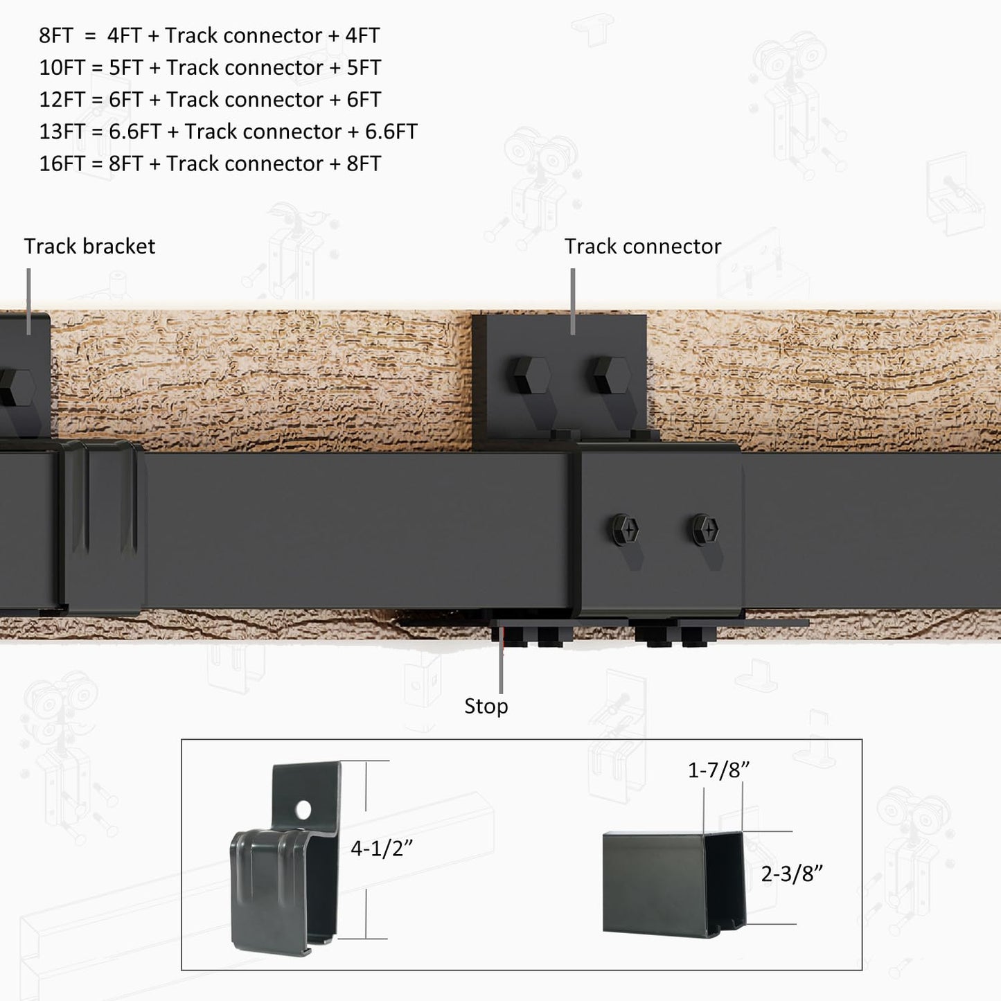 DIYHD 13FT Exterior Double Sliding Barn Door Hardware,Heavy Duty Wall Mount Box Track Kit for Outdoor Use,MAX Load 300lbs,Kit to Hang 2 Doors(Fit 39" X 2 Door)