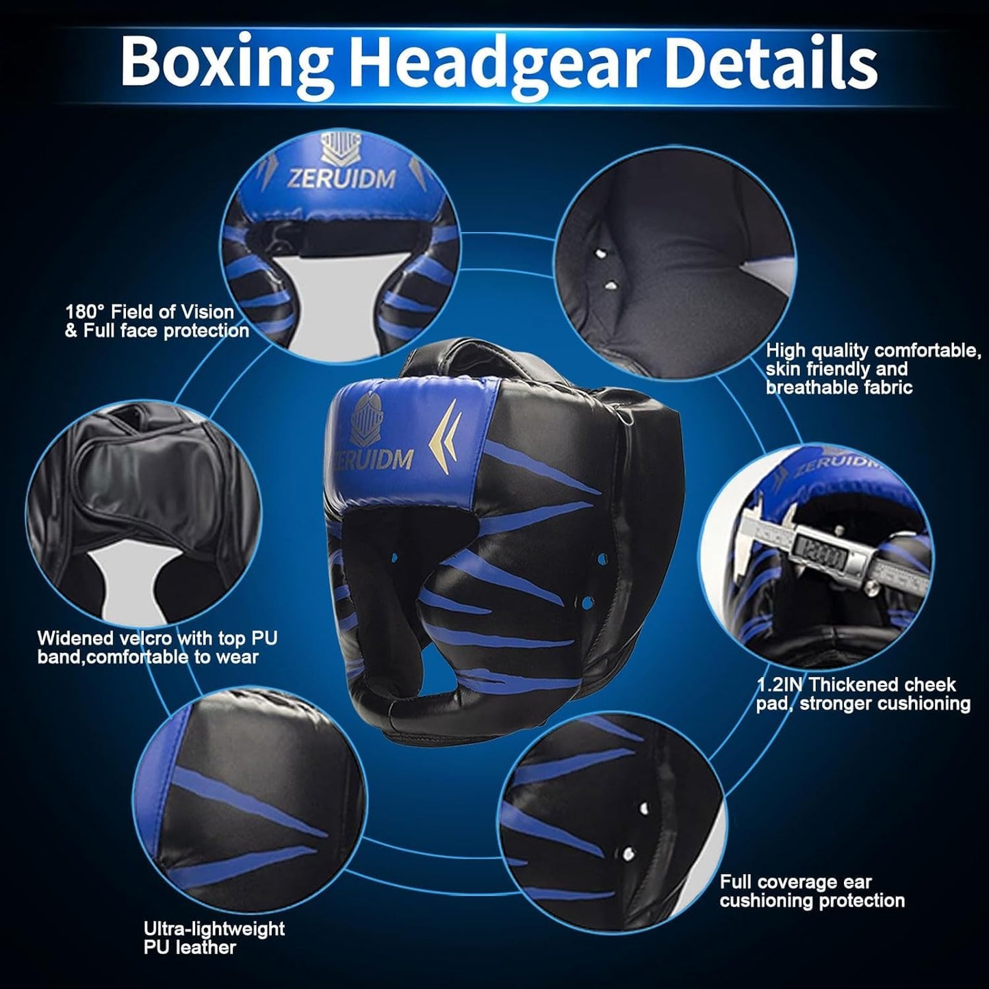 2 Pack Boxing Headgear for Adult Youth Kids, Thickened Training Sparring Head Guard, Adjustable MMA Helmet for Kickboxing, Muay Thai, Boys Gift