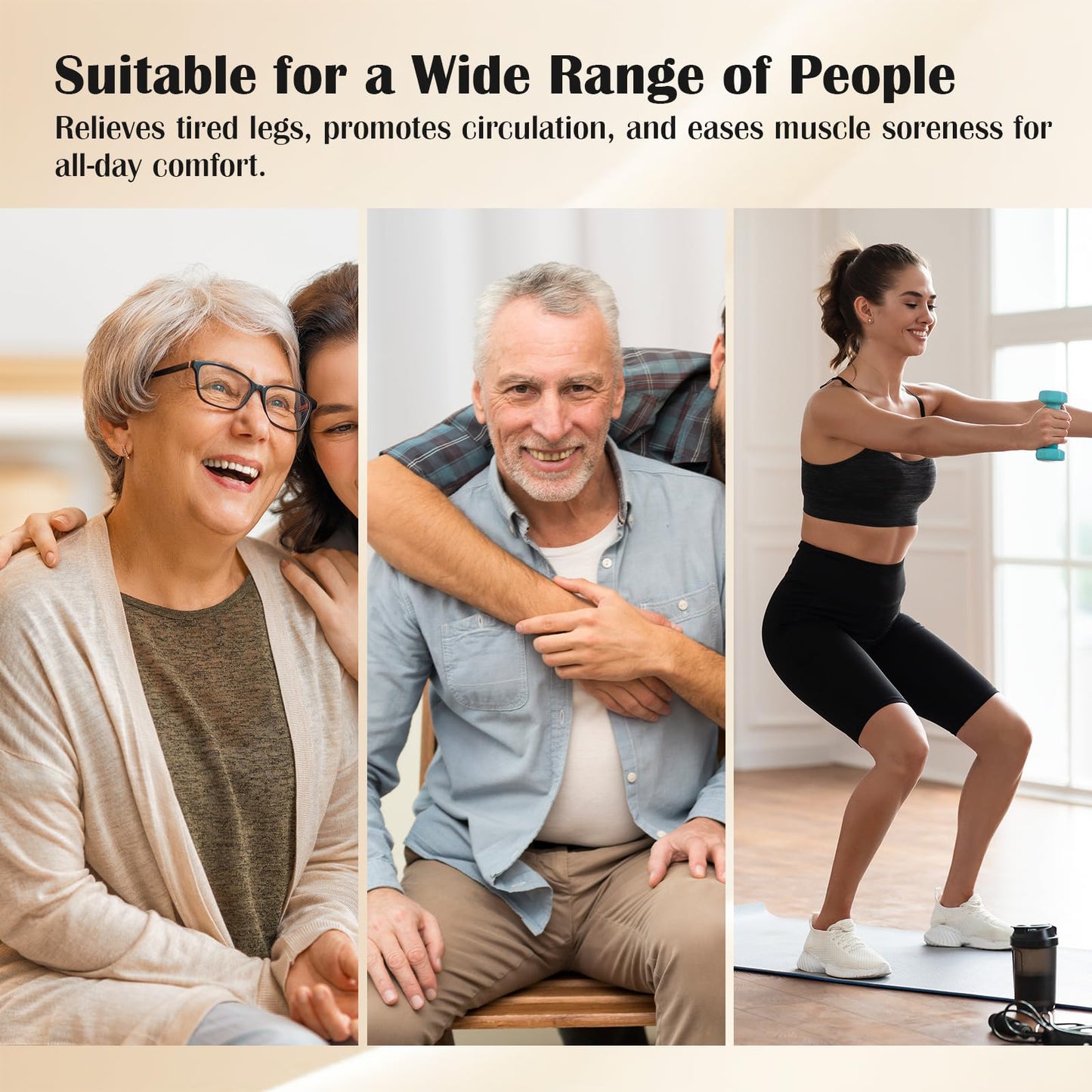 KEATFE Leg Compression Massager with Heat, Air Compression Boots for Circulation & Pain Relief, 6 Modes, 9 Intensities, 3 Heating, Gifts for Women Men Dad Mom Seniors