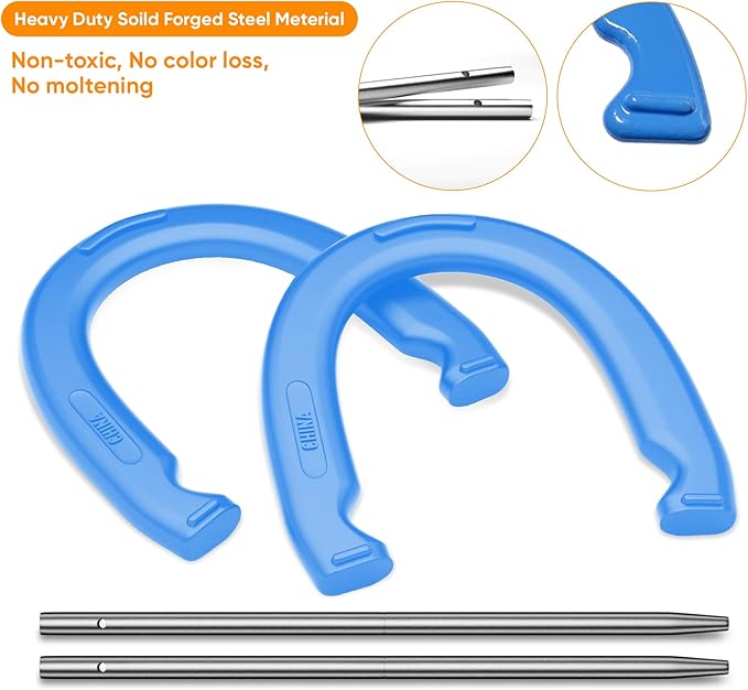 NQV Horseshoe Outdoor Game Set ?“Horse Shoe Game Kit,Sports Horseshoes Sets, Includes 4 Steel Horseshoes, 2 Metal Stakes & Carry Bag ??Perfect for Lawn, Backyard, or Tailgating