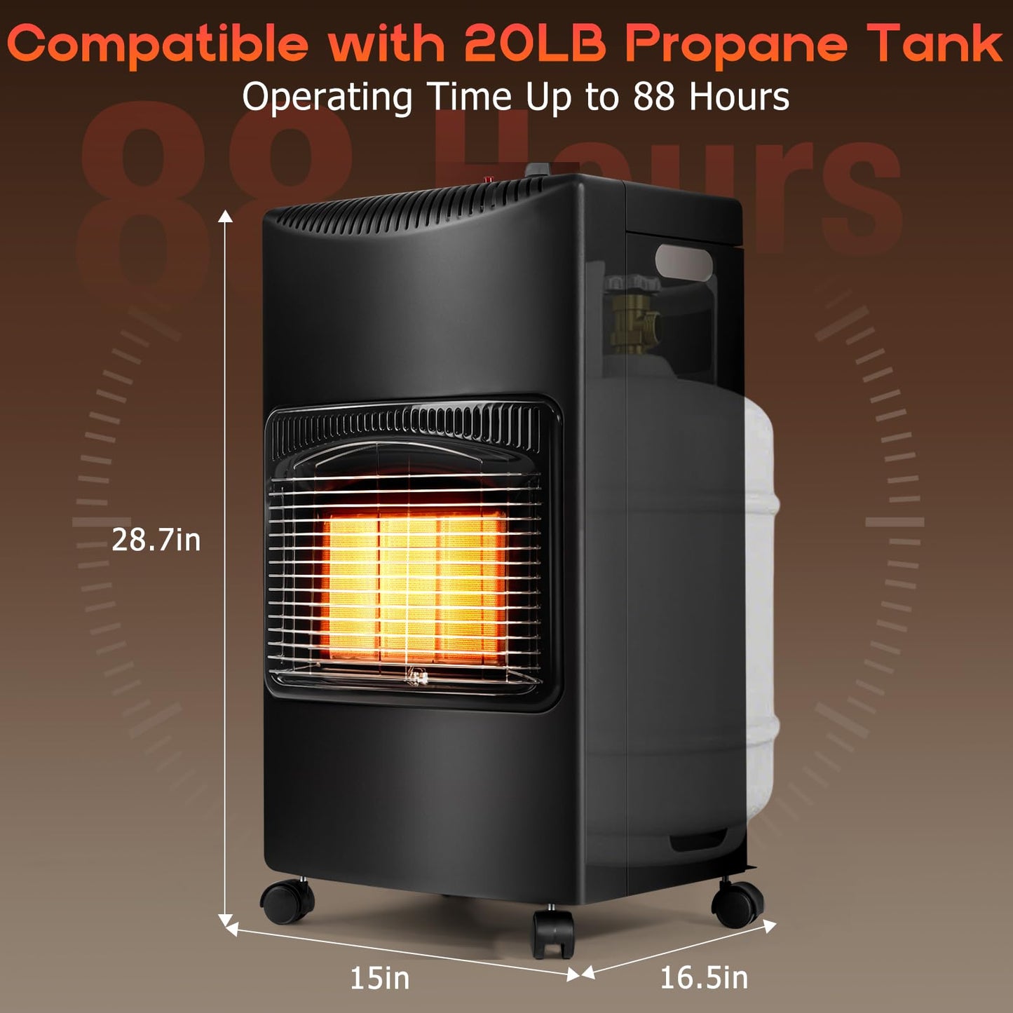 Propane Patio Heater, 18,000 BTU Foldable Outdoor Propane Heater with LP Regulator, Portable Gas Heaters for Camping, Garage, Porch and Backyard