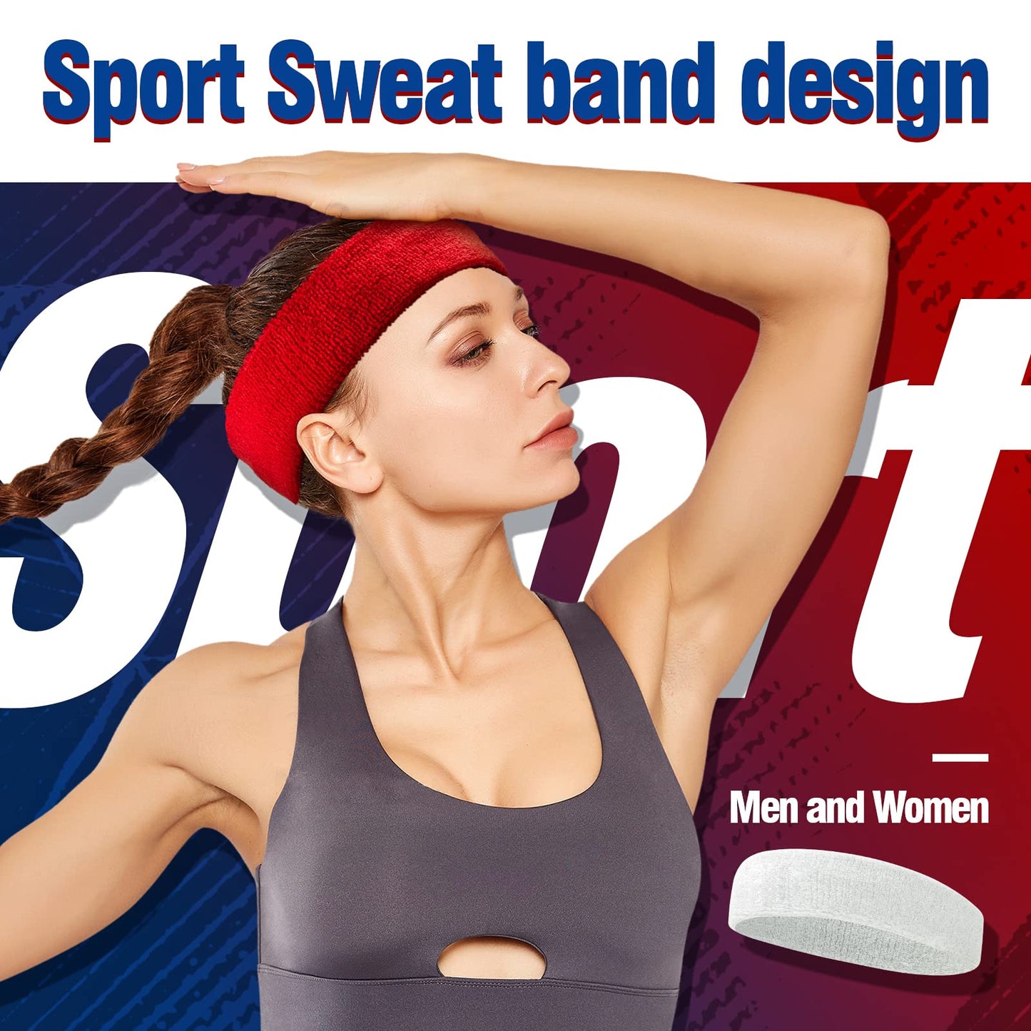 NONSTOP Mens Headband Sweatbands for Men Women, Sweat Wicking Head Bands Mens Sports Towel Headbands Cotton Terry Cloth Sweat Band for Tennis, Basketball, Running, Gym, Workout, Exercise
