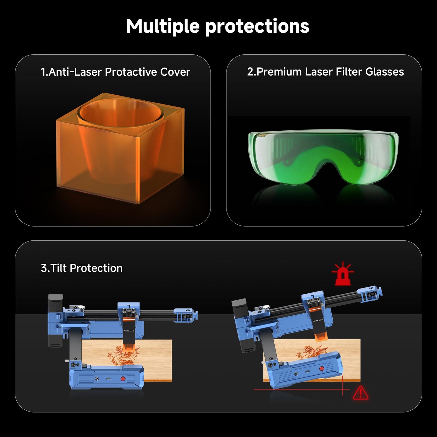 Artilume Laser Engraver 7000mW APP-Control-Foldable Design Laser Engraver and Cutter Machine 200 * 150mm Working Area Portable Engraver for Wood Leather Acrylic Best for Beginners Small Business (T1)