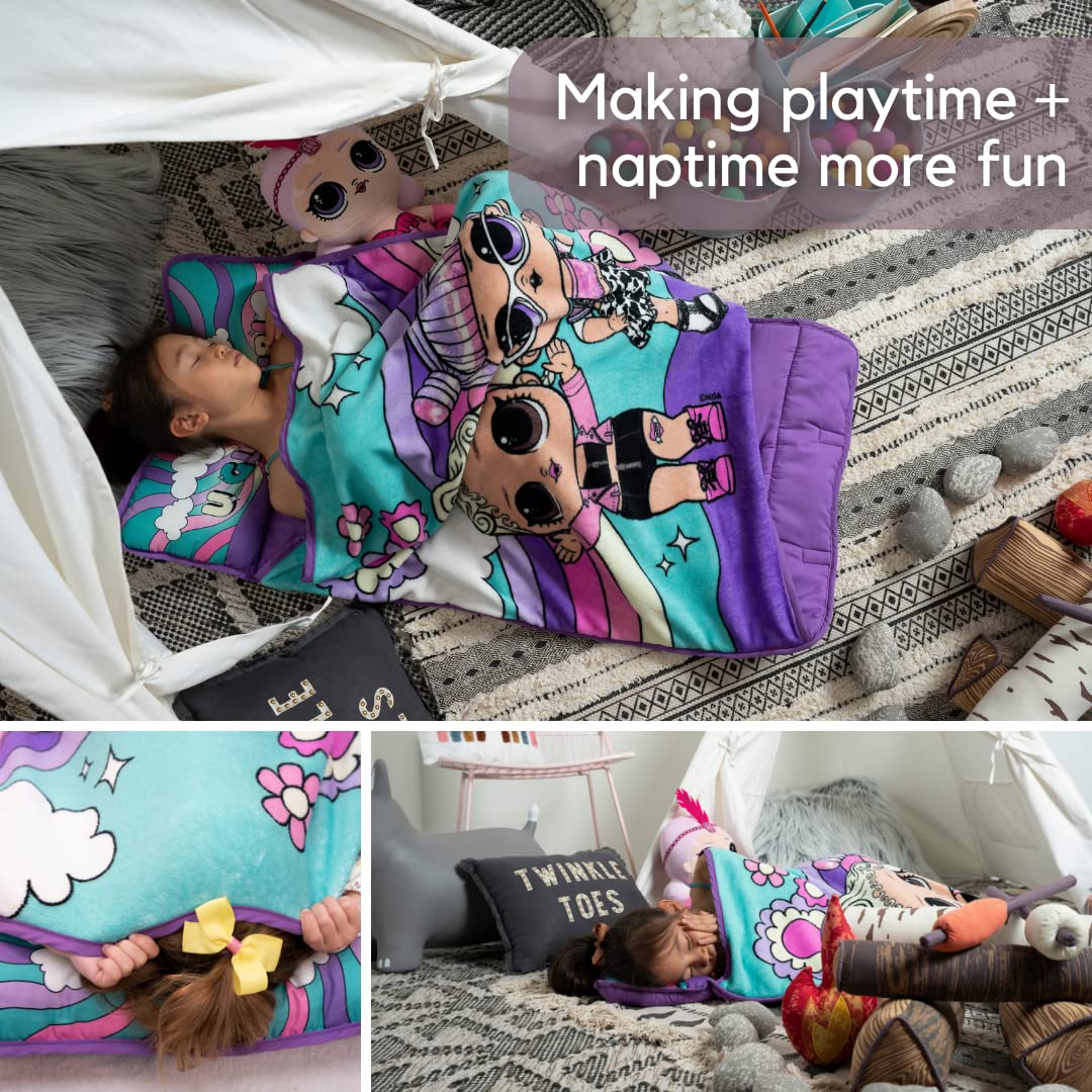 LOL Surprise! 24"(W) X 45"(L) Soft Toddler Nap Mat with Pillow and Blanket Perfect for Preschool, Daycare, and Travel (100% Official Licensed Product)