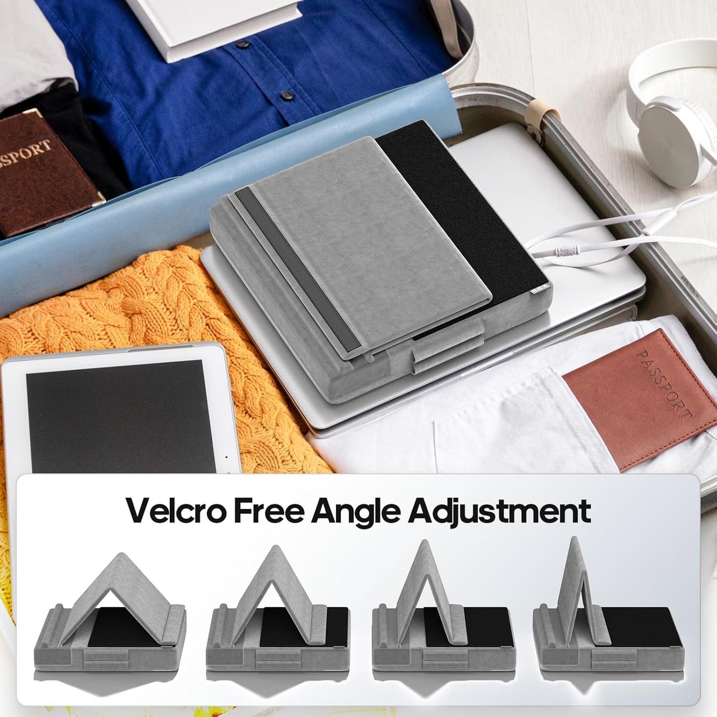 KDD 12.9, 10.5, 11, Tablet Pillow Stand, Multi-Angle Viewing Ipad Holder for Lap, Bed and Desk, Foldable Soft Pad Dock