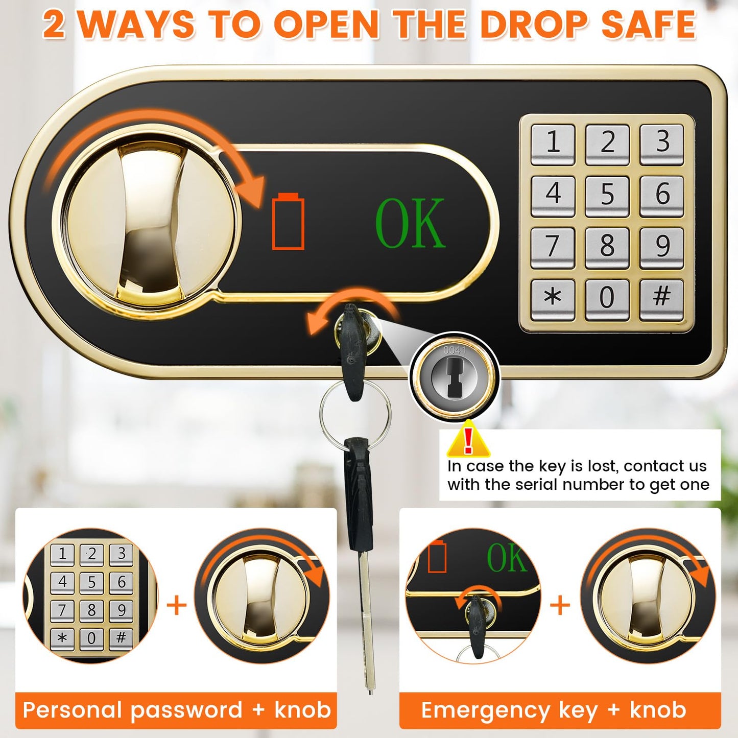 31.5"H Large Drop Safe Box for Business, Anti-Theft Depository Safe with Drop Slot, Digital Keypad, Spare Key and Removable Shelf, Heavy-duty Commercial Safes for Business Cash Documents Home