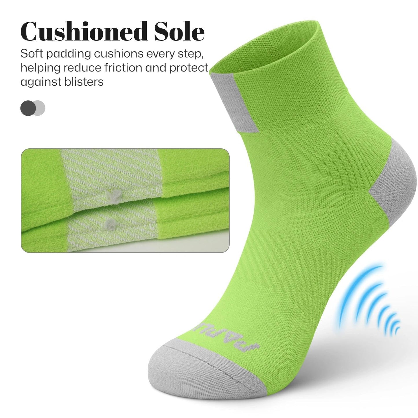PAPLUS Ankle Compression Socks for Women 6 Pairs, Running Athletic Socks with Arch Support，Plantar Fasciitis Socks