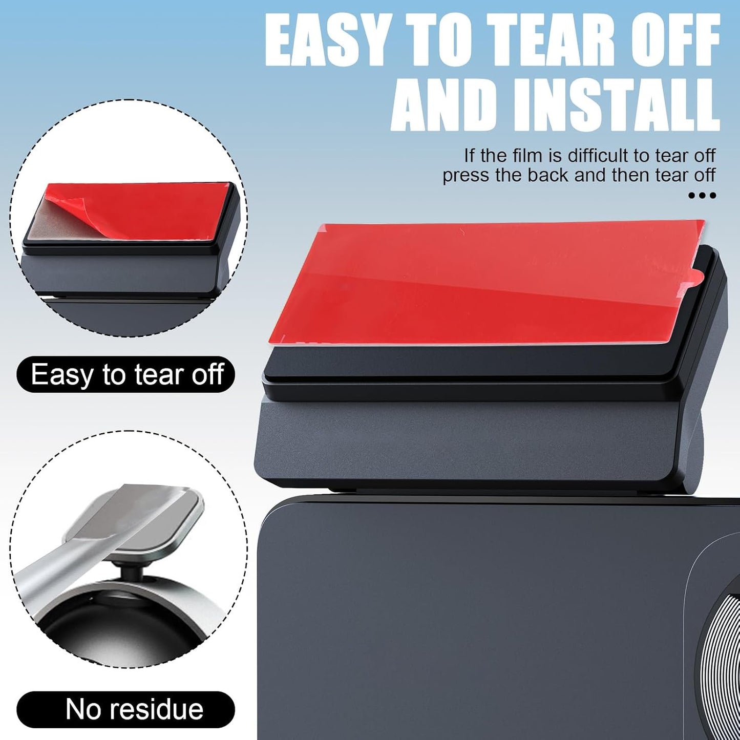 BOXOB 6pcs 3 Heavy Duty Dash Cam Adhesive Pads, Shapes Double-Sided Sticky Pads for Car Dashboard & Windshield High