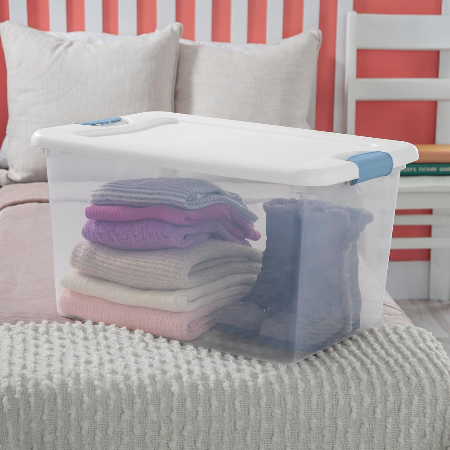 Sterilite 6-Pack Latching Storage Bins - Heavy-Duty 64 Quart Clear Plastic Containers for Organizing