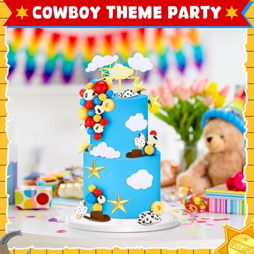 GlikCeil 57 Pcs Cartoon Cake Topper Kit - Colorful Cow Birthday Party Decorations | Baby Shower Supplies