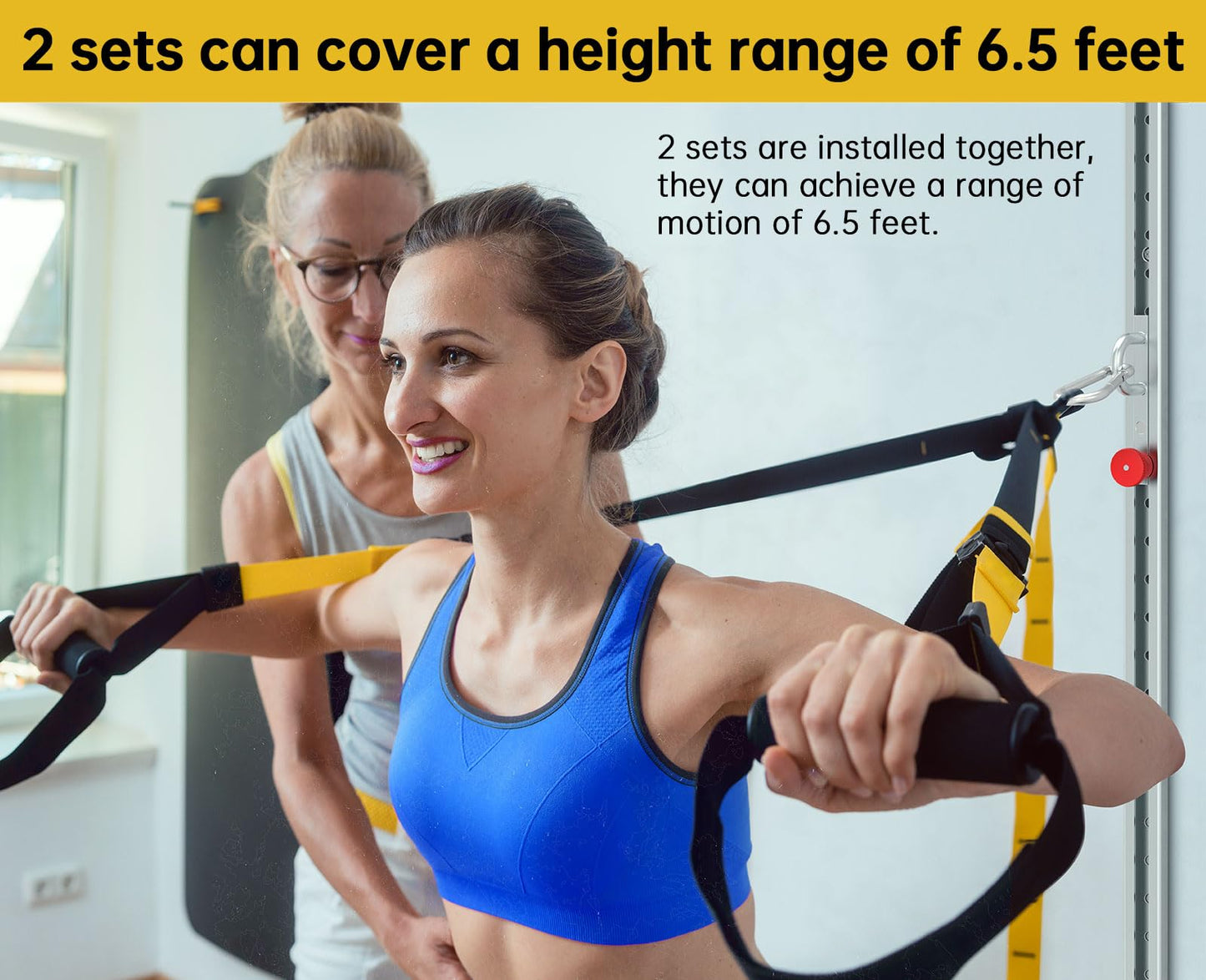 Adjustable Resistance Band Anchor Workout System - Wall Mount Pulley Anchor for Physical Therapy, Warmups, and Athletic Training