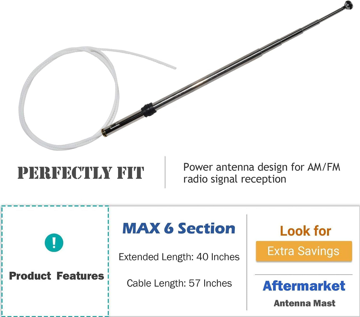 Anina 1990-2010 ES250-ES300-GS300-LS400-SC300-SC400-SC430 Power Antenna Mast Compatible with Lexus Aftermarket Antenna