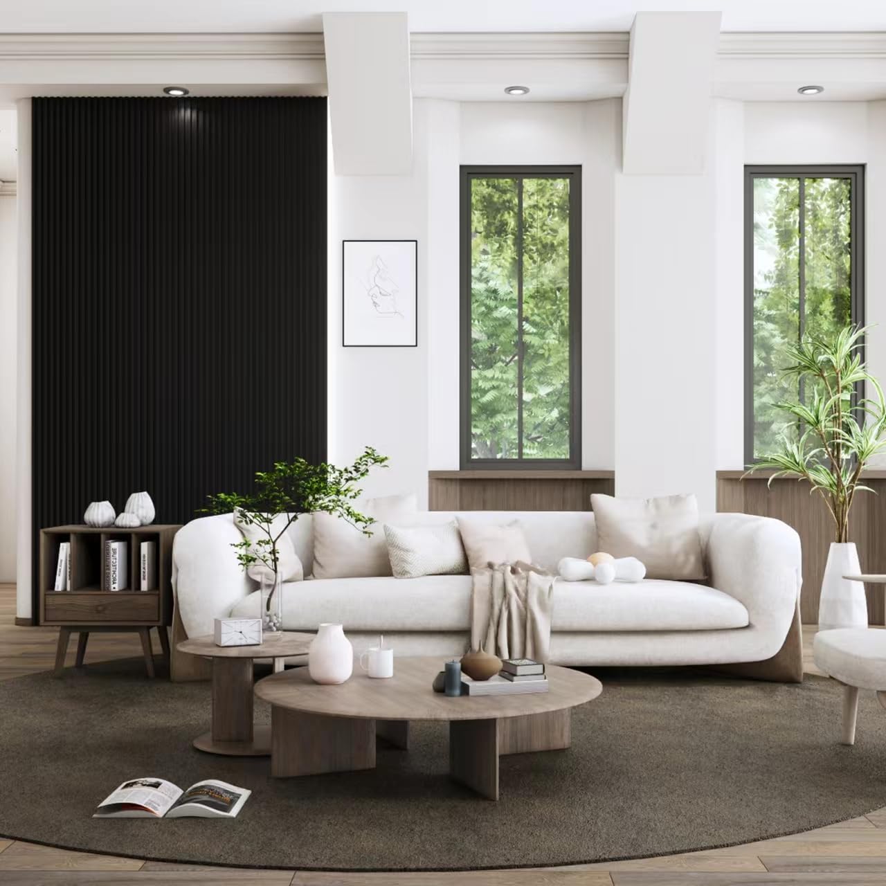 WPC Slat Wall Paneling, Modern Accent 3D Wall Panels, 8-Piece 94.5" x 6.3" TV Wall Panel, Bedroom, Living Room, Matte Black