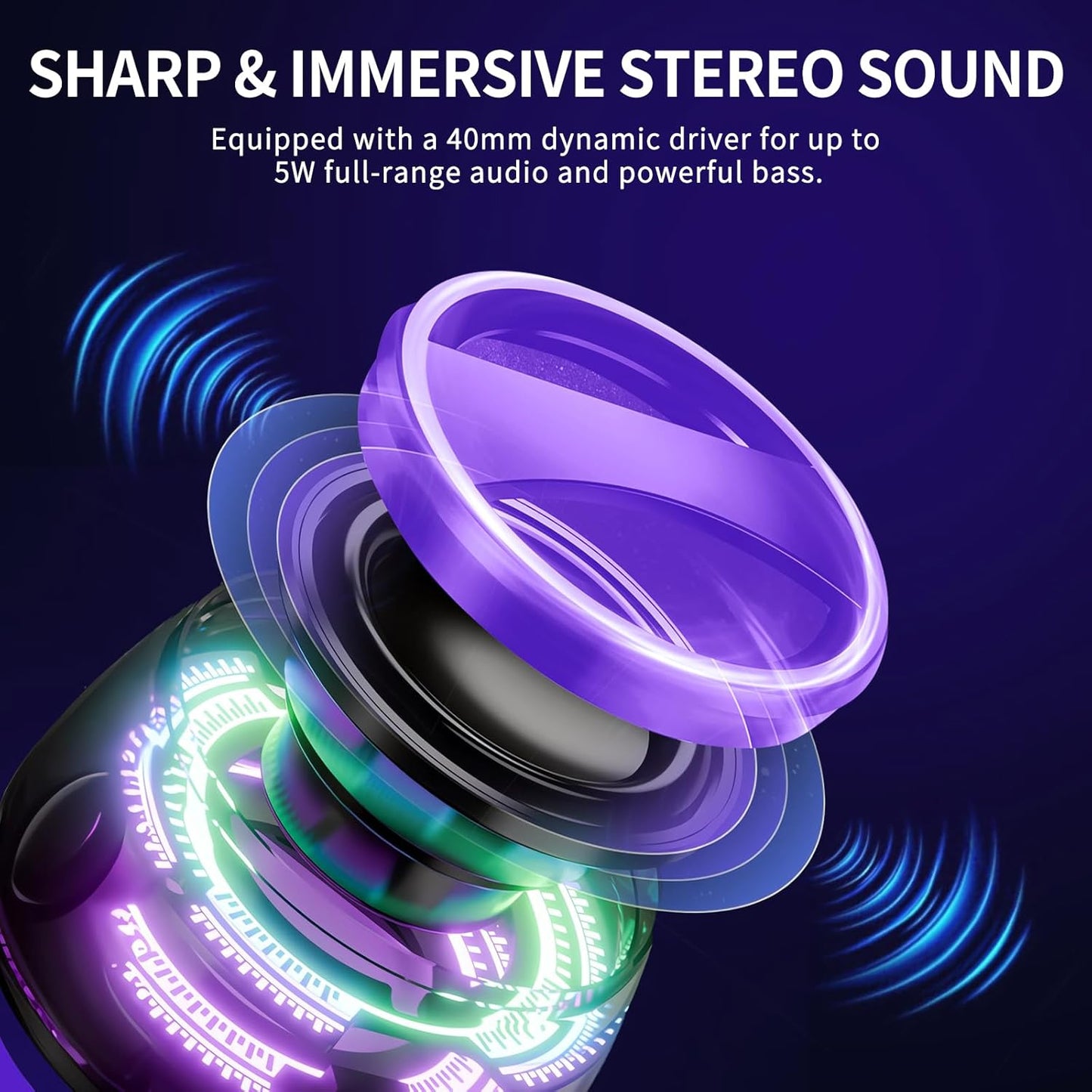 ZNCRSISTY G200 3D 7H Magnetic Bluetooth Speaker - Portable Mini Speakers with RGB Light, Multifunctional Speaker