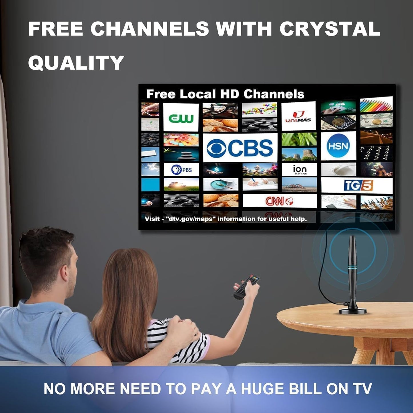 Lyrwihn 4K 1080p 18ft TV Antenna Indoor, Antenna for Smart TV, Support with Signal Booster for Local Channels, Long