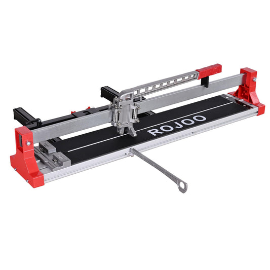 ROJOO 32/48 inch Manual Tile Cutting Machine Wide Aluminum Bottom Plate Single Slide Rail Adjustable Ceramic Porcelain Tile Cutter Heavy Duty (32inch/80cm)