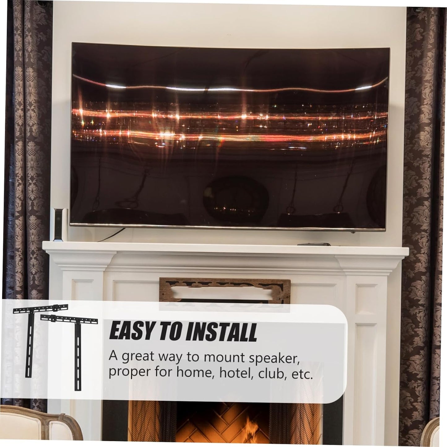 Angoily Heavy Duty Metal Speaker Mount Bracket - Easy Install TV Stand Accessory