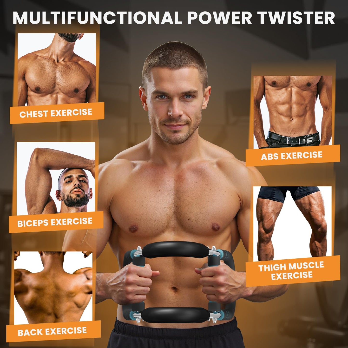 Sandpoy Twister Arm Trainer, 40-100lb Adjustable Chest Workout Equipment, Portable Chest Trainer for Men, Detachable Resistance Power Twister Bar for Home/Travel