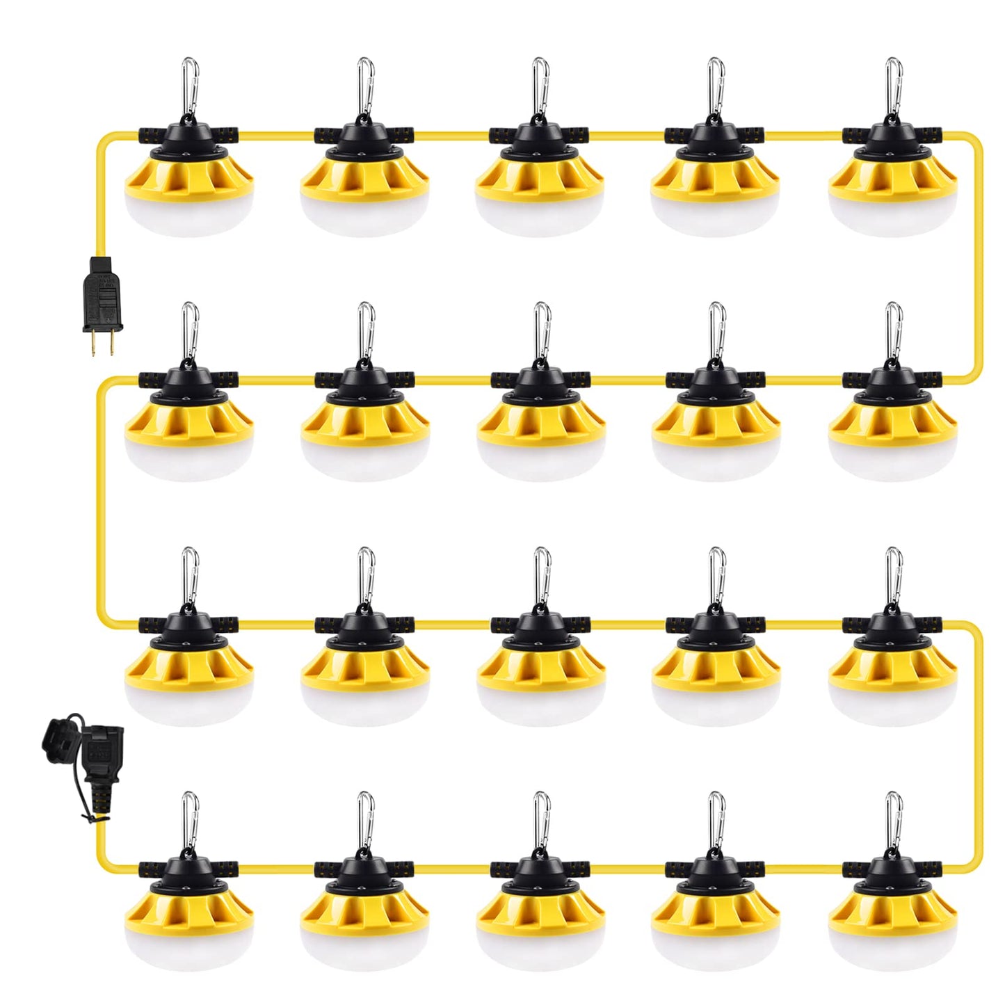 Alitamei 200FT Construction Lights, 200W Temporary Lighting with 20 Medium Base Sockets (E26), Bright Linkable Job Site Lighting LED Work Lights for Indoor Outdoor Construction Lighting