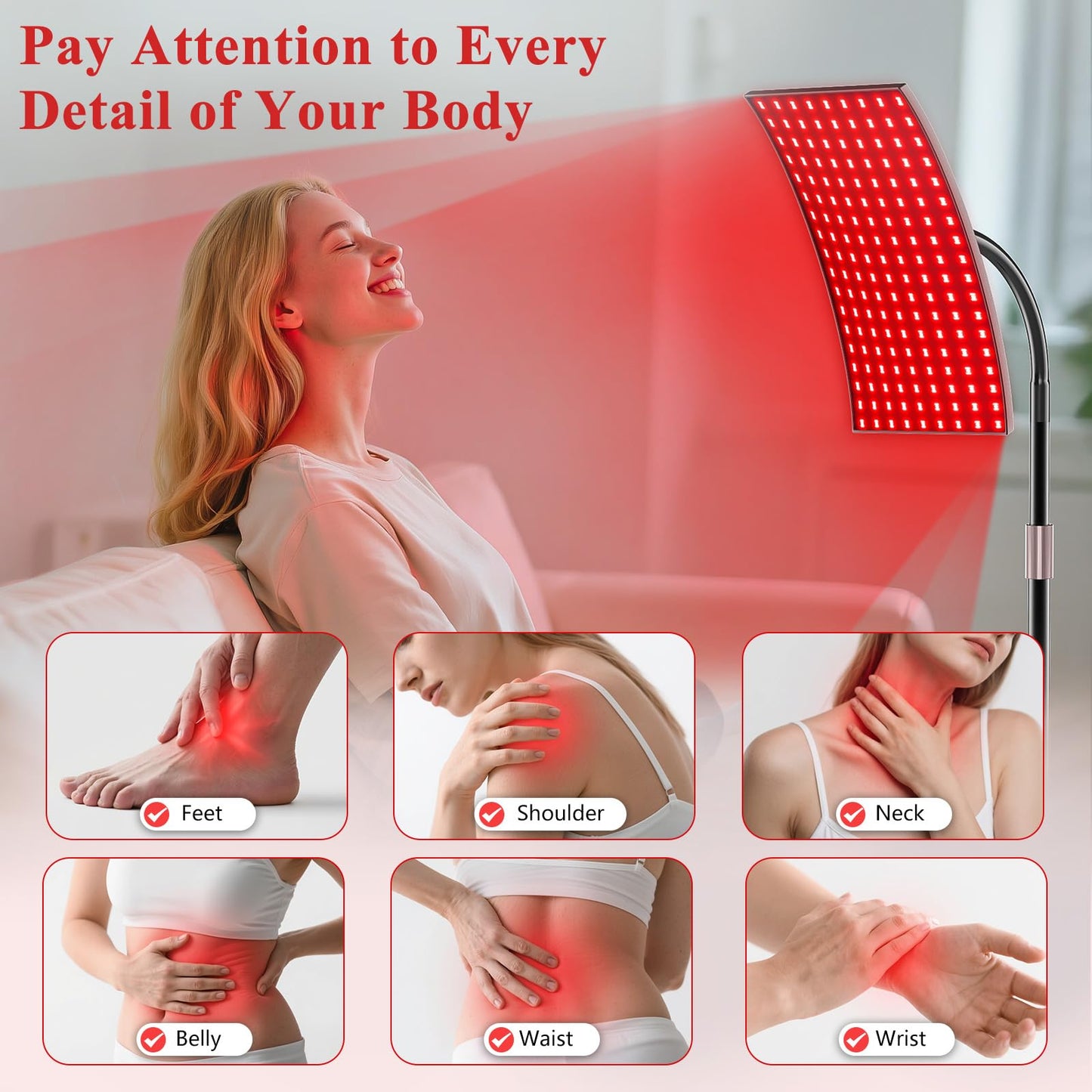 Red Light Therapy for Body Face Infrared Light Therapy for Body with 660nm & 850nm Near Infrared LED Red Light Therapy Large Panel at Home Protective Glasses for Home Use, Gift for Women Girl