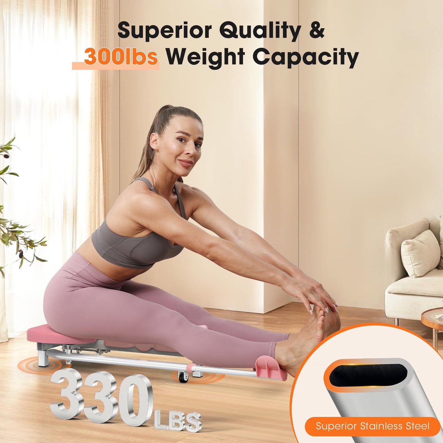BODYWAKER Leg Stretcher Machine - Professional Split Trainer for Dance, Ballet, Gymnastics,Yoga - Flexibility Training Equipment for Splits, Kicks & Stretching (Pink)
