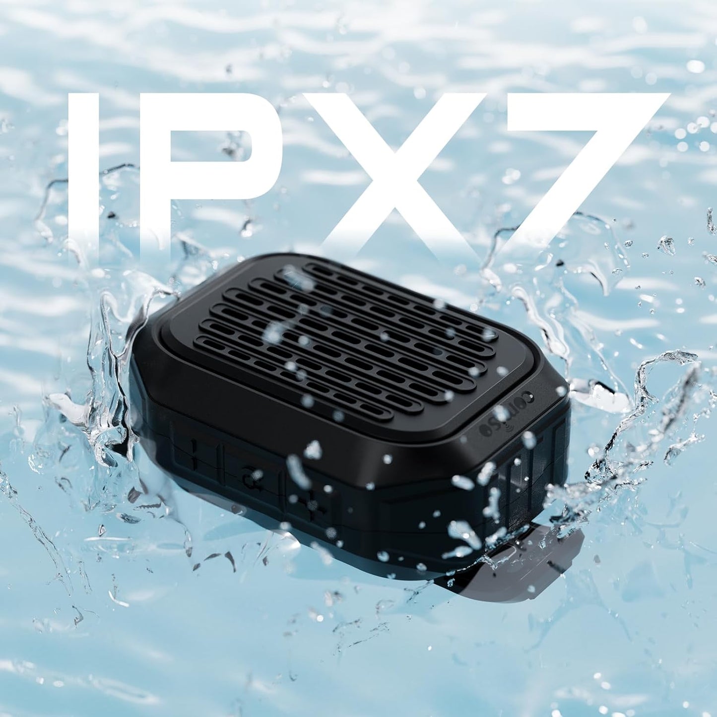 comiso IPX7 10H Wearable Bluetooth Speaker, Waterproof, Clip-On Portable Wireless Speaker, Playtime, Built-in Mic