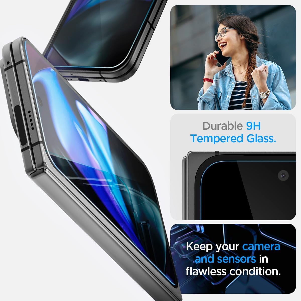 9 2 Pack Spigen Tempered Glass Screen Protector [GlasTR EZ FIT] designed for Pixel Pro Fold