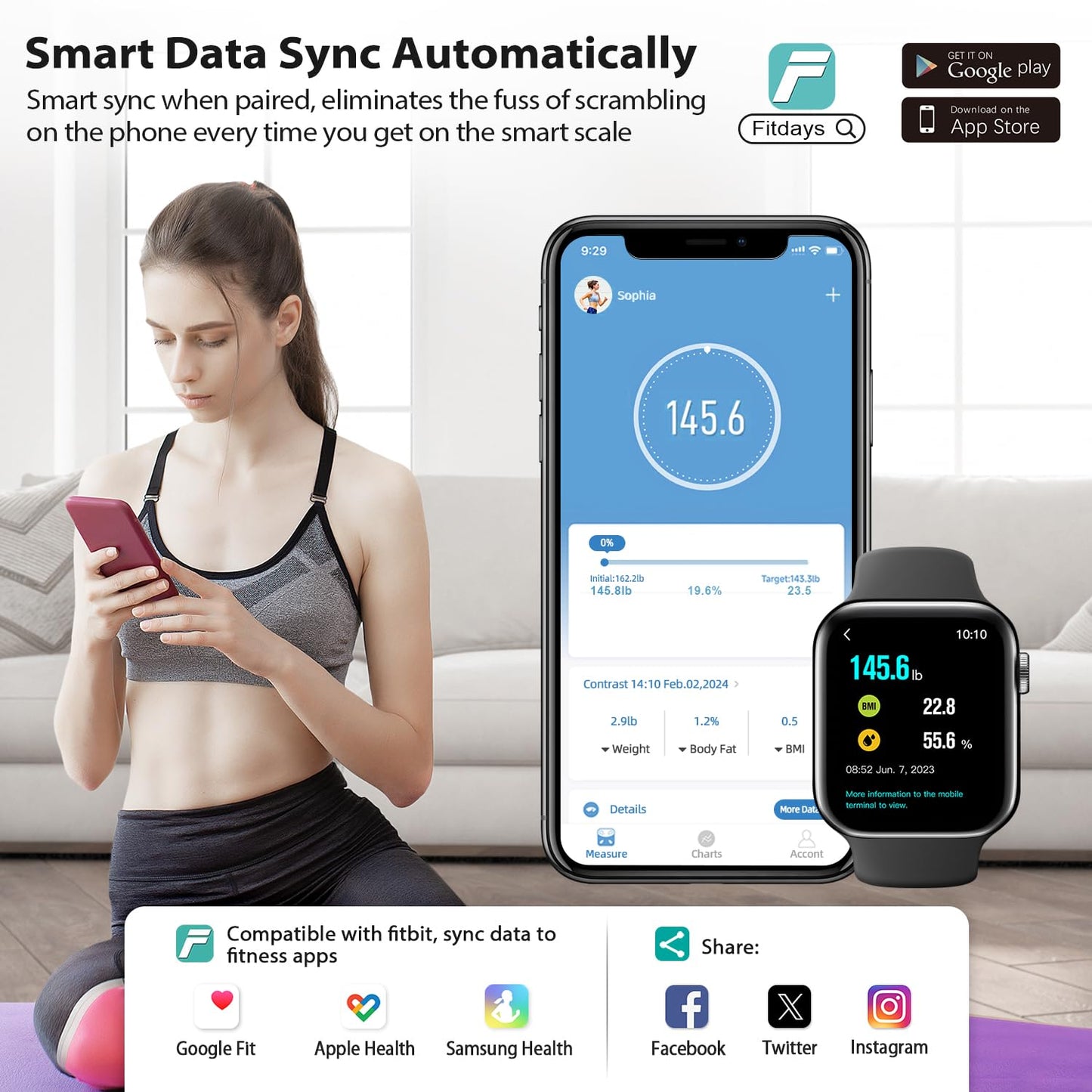 ABLEGRID Smart Bathroom Scale for Body Weight, Digital Body Fat Scale with LED Column Trend Display, BMI,Muscle Mass,Body Type, Accurate Home Weighing Scale for People with APP-Free Mode, 400lb