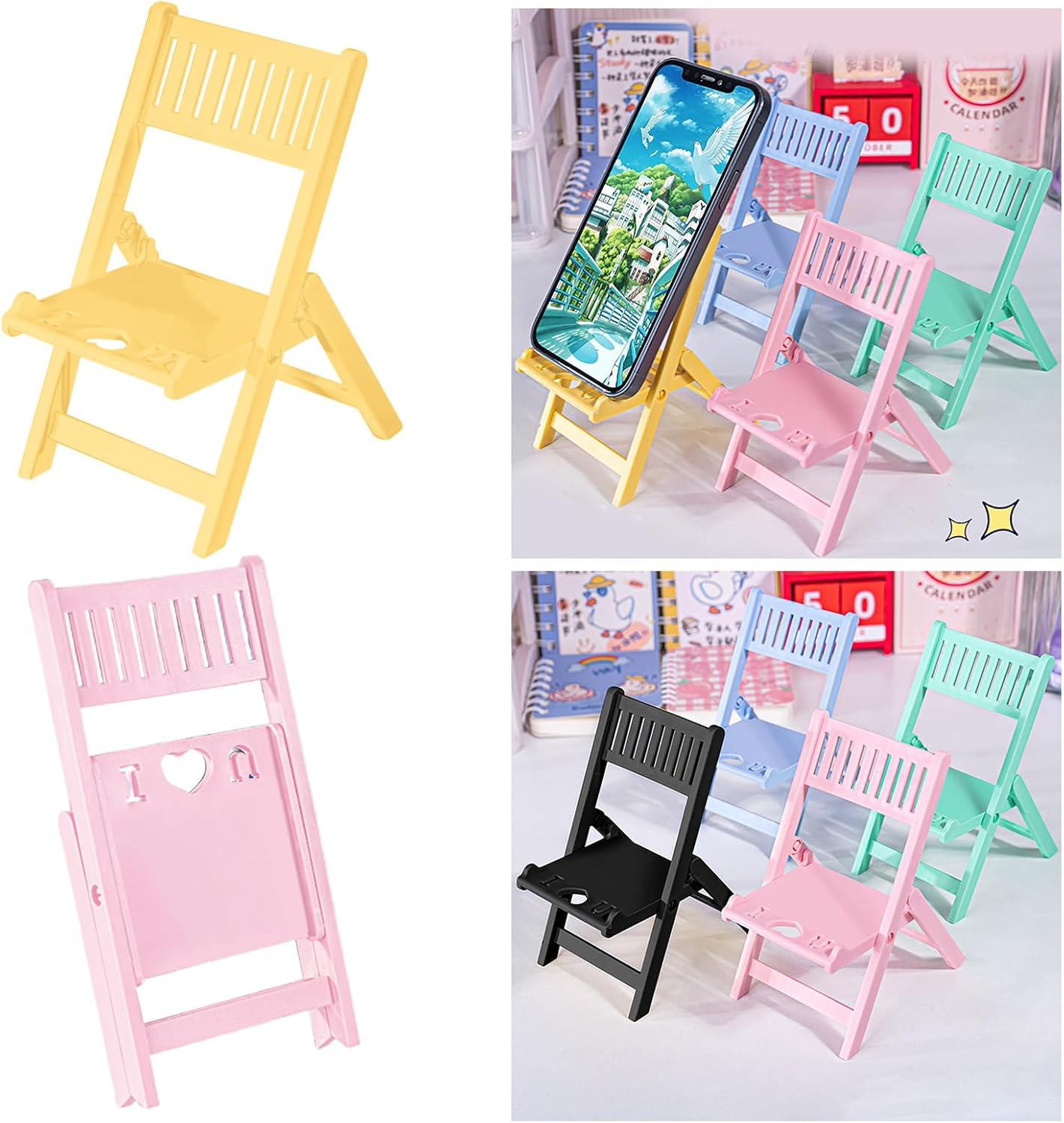 BOGEEL Foldable Chair Phone Stand Portable Holder and Adjustable Phone Stand for Smartphones,Plastic