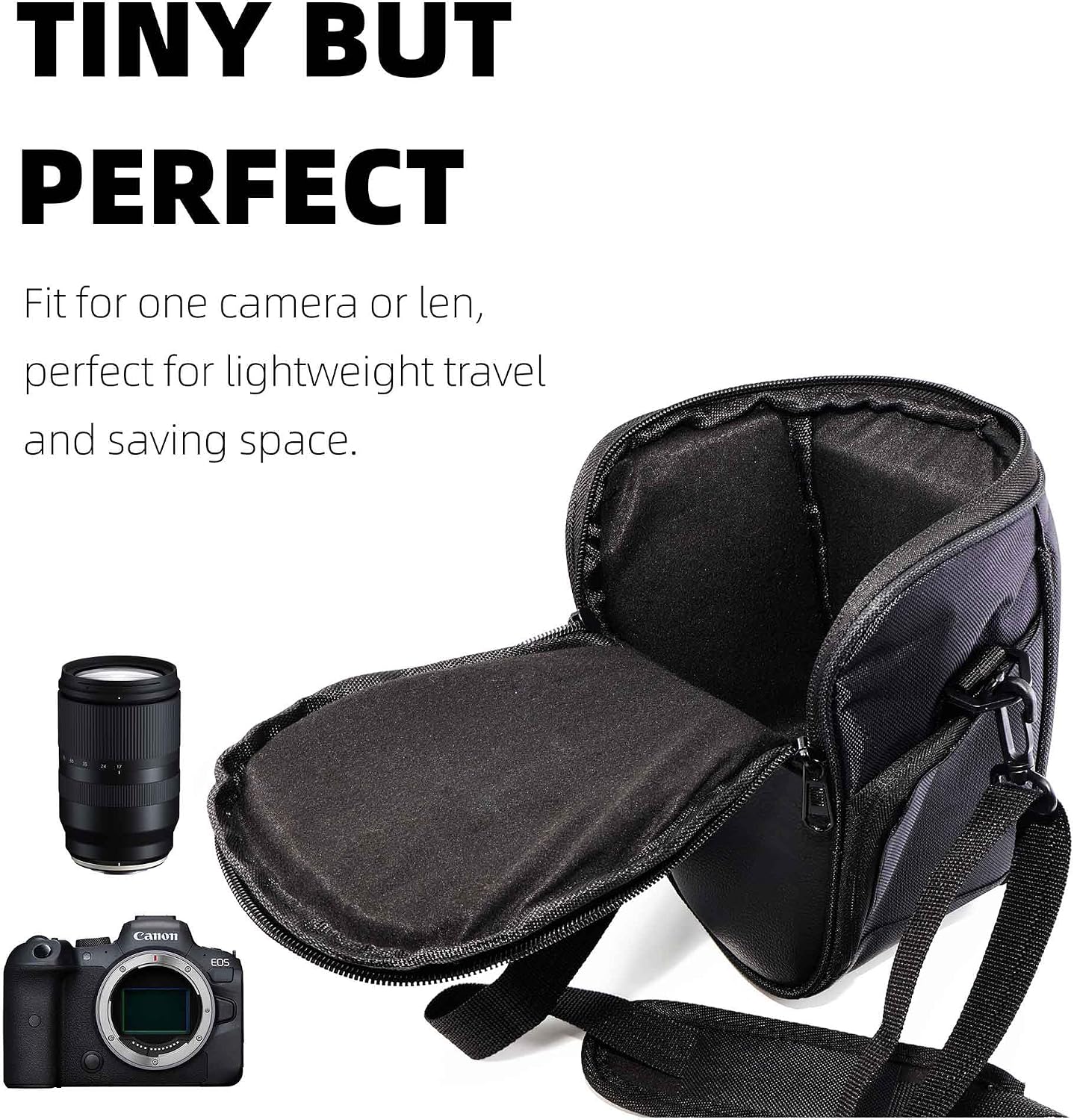 Small Camera Shoulder Bag Waterproof, Adjustable Shoulder Strap, Compatible with DSLR/SLR and Mirrorless Cameras