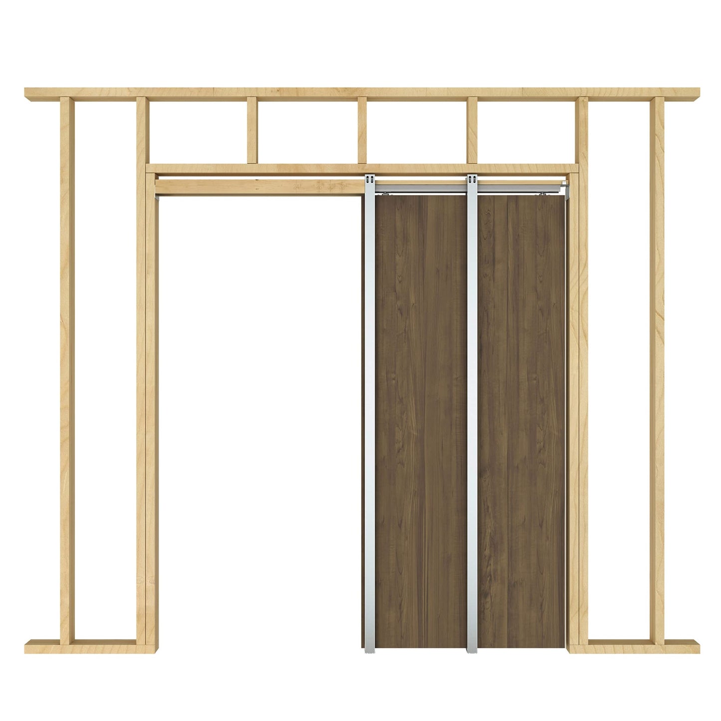 JUBEST 36"x 96" Pocket Door Frame Kit with 120LBS Soft Close Mechanism and Galvanized Steel Studs, Pocket Door Kit for 2x4 Stud Wall, Suitable for Doors Wide 24"-36", Easy to Install