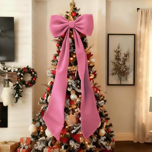 **Big Pink Bow Decor - 50x20 Inch Velvet Coquette Birthday & Bridal Shower Wall Decoration**