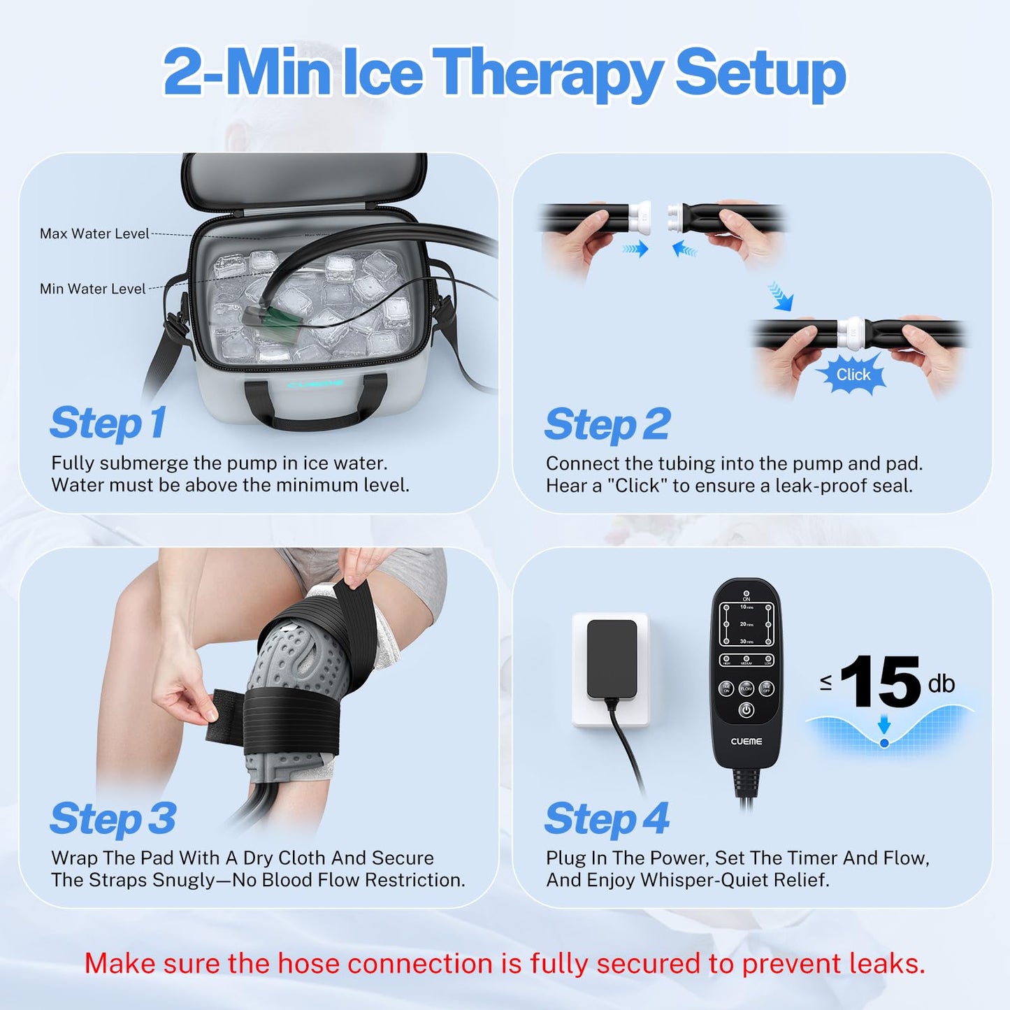 CUEME 20 QT Ice Machine for Knee After Surgery, Programmable Timer Cold Therapy Machine, Knee Replacement Recovery System, Cryotherapy Pain Relief Pad for Shoulder, Hip, Ankle & Foot