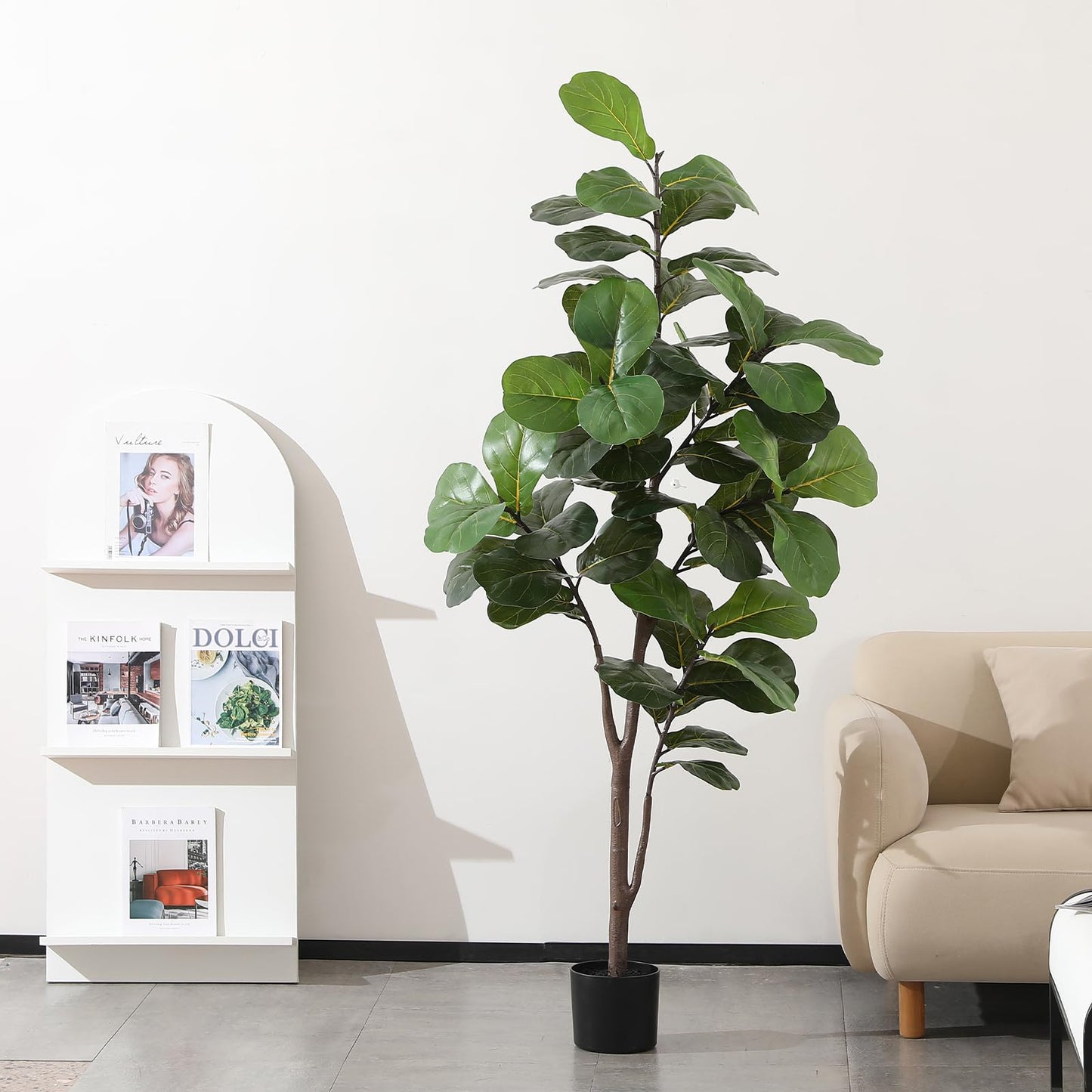 LUWENER 6ft Artificial Fiddle Leaf Fig Tree Plant,Fake Ficus Lyrata in Pot,Ficus Faux Plant Artificial Trees for Office Indoor Outdoor Garden Living Room Home Decor 1PCS-71in