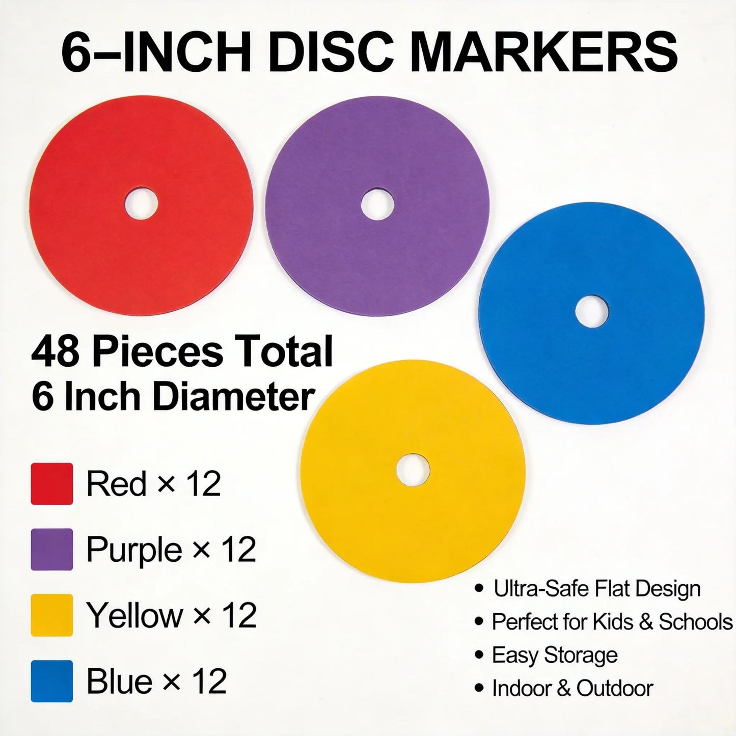 Japard Flat Cones, 48 Pcs 6 Inch Spot Markers, Flat Soccer Cones for Training, Field Court Markers, Soccer Disc, Practice Cones, Training Equipment, Agility Practice, Football