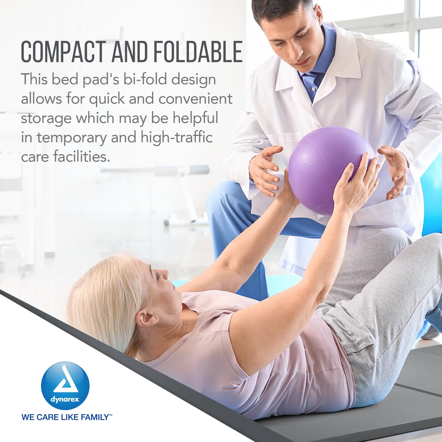 Dynarex Bedside Bi-Fold Foam Floor Mat - Waterproof Safety Floor Mat for Elderly & Hospital Patients - Accident & Fall Prevention Pad, Gray - 24" x 66"