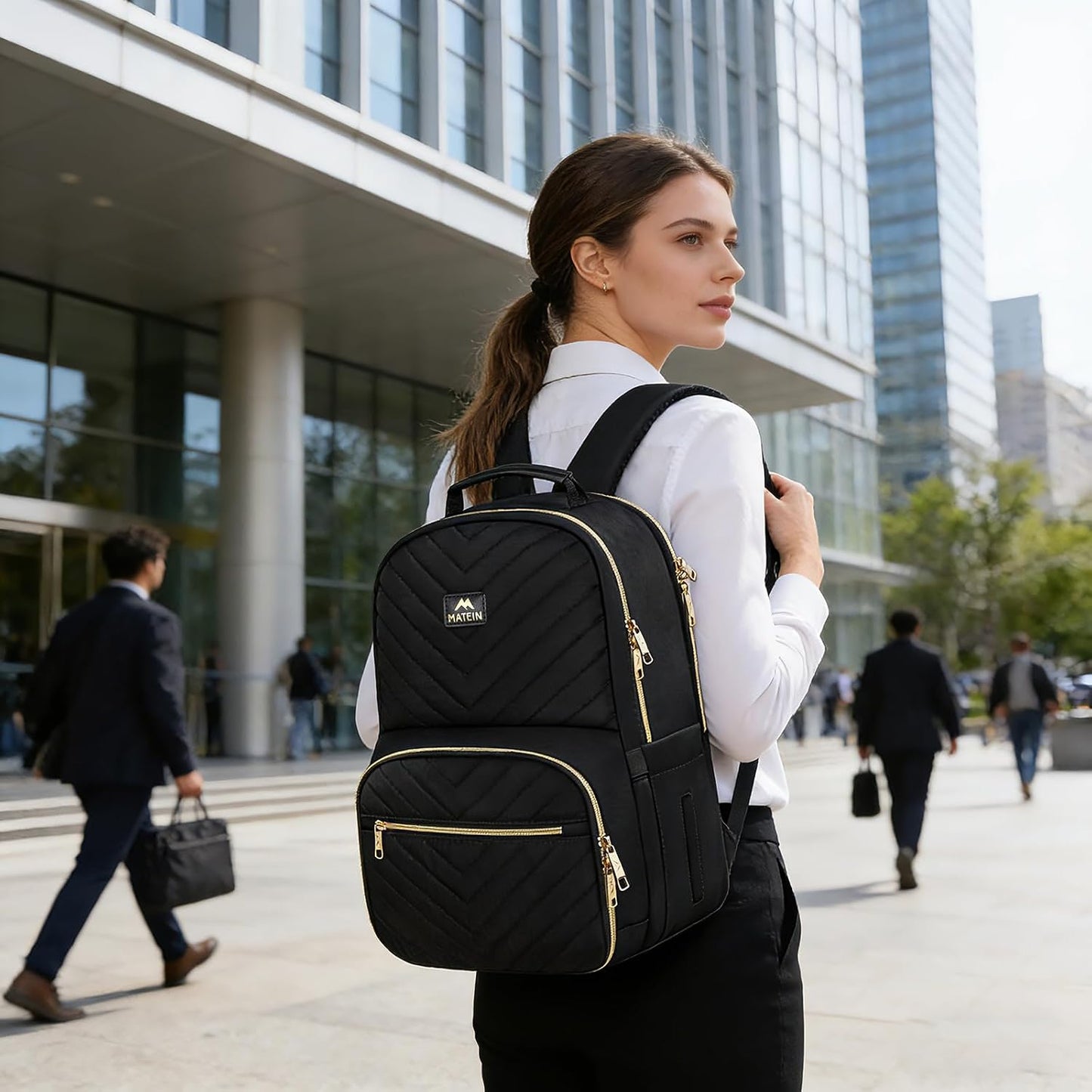 Backpack Backpack Pack 15.6 Inch Commuting, MATEIN Work with Lunch Compartment, Insulated Quilted Lunch for Women