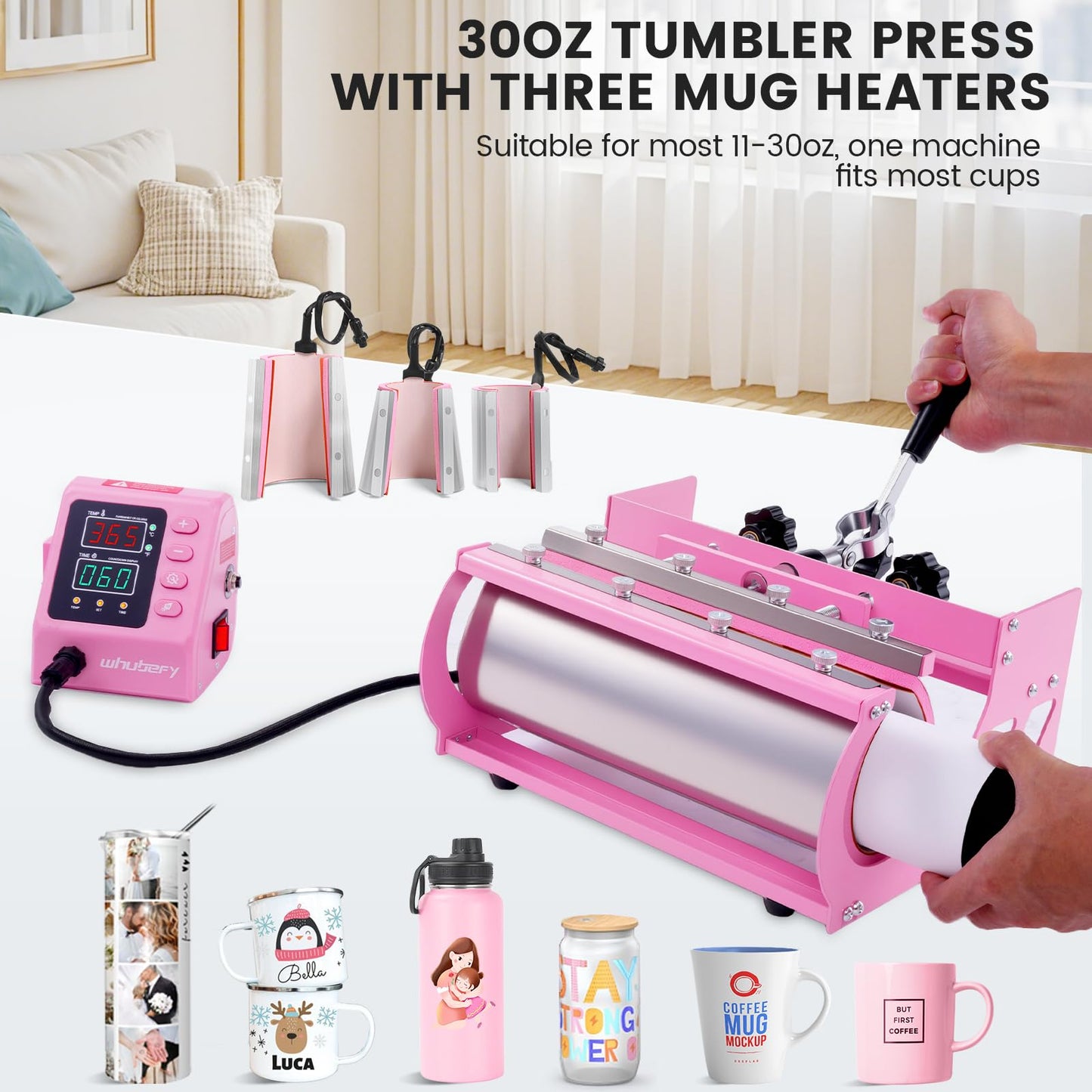 Whubefy Heat Press 15x15 inch 8 in 1 with 30OZ Tumbler Press, Slide Out 360° Swing Away Digital Shirt Press Machine, Industrial-Quality Heat Transfer Sublimation for T-Shirt/Tumbler/Mug/Hat/Cap/Plate