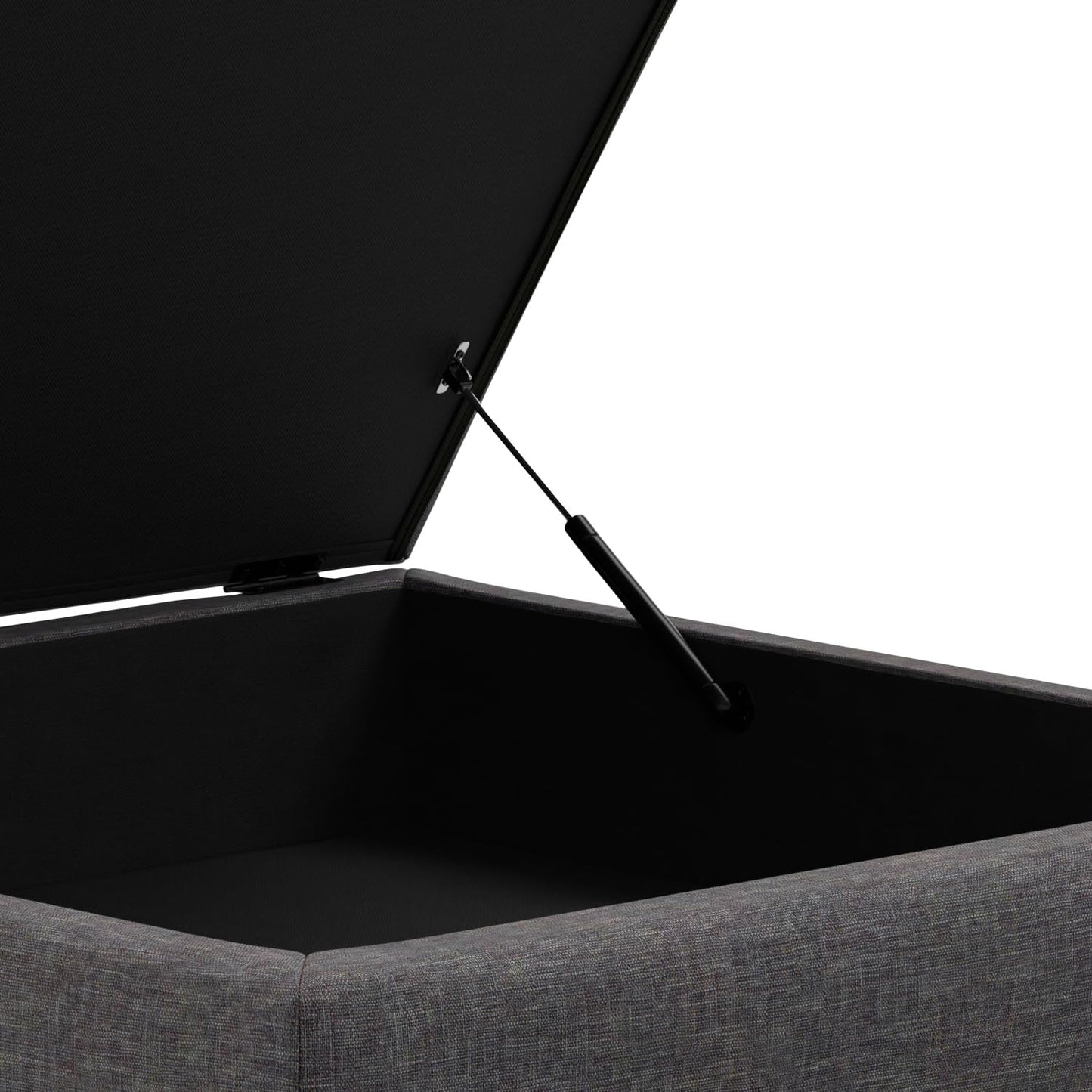 SIMPLIHOME Rebecca 36 inch Wide Contemporary Square Mid Century Coffee Table Storage Ottoman with Lift Up Lid in Slate Grey Polyester Linen, Assembled, For the Living Room, Entryway and Family Room