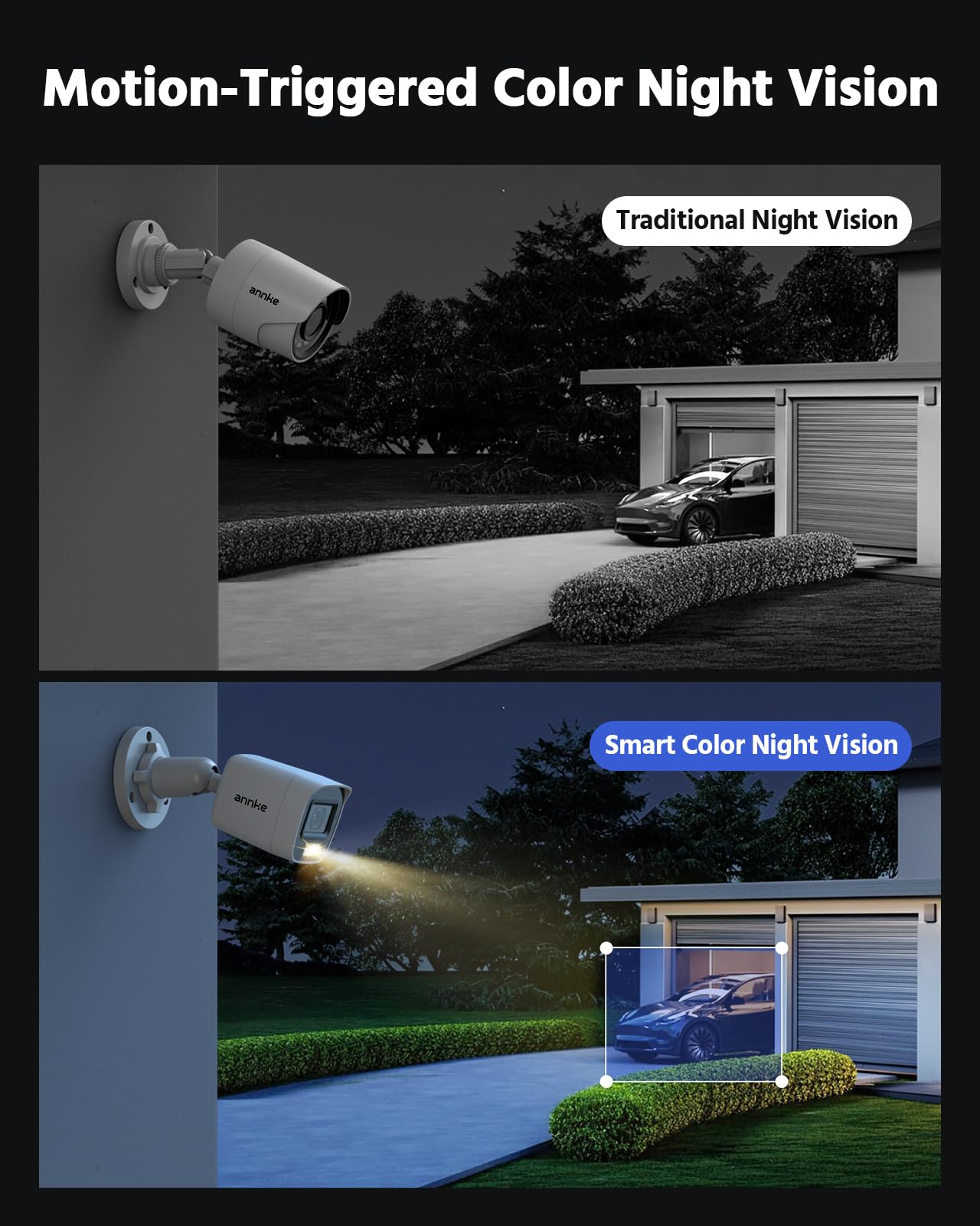 ANNKE 8CH 3K Lite Wired Security Camera System, H.265+ DVR with AI Human/Vehicle Detection, 4X 1080p CCTV Bullet Cams, Smart Color Night Vision for Outdoor Surveillance, IP67, No Hard Drive Disk